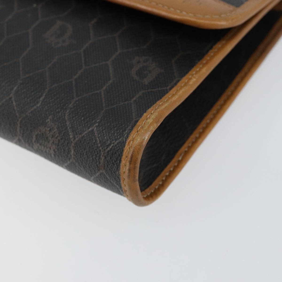 Christian Dior Honeycomb Canvas Chain Shoulder Bag PVC Black Gold Auth yk19714