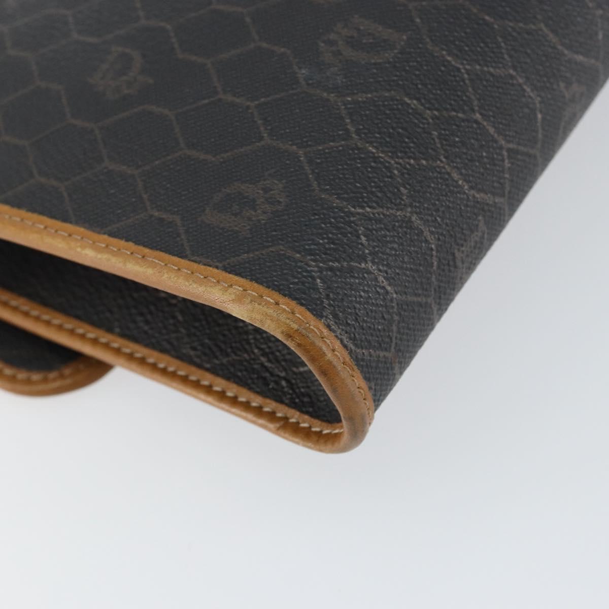 Christian Dior Honeycomb Canvas Chain Shoulder Bag PVC Black Gold Auth yk19714