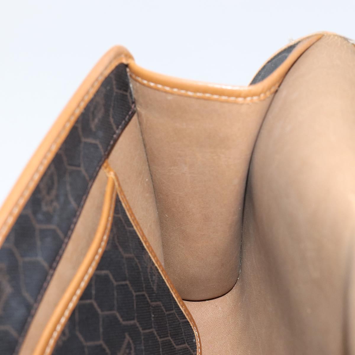 Christian Dior Honeycomb Canvas Chain Shoulder Bag PVC Black Gold Auth yk19714