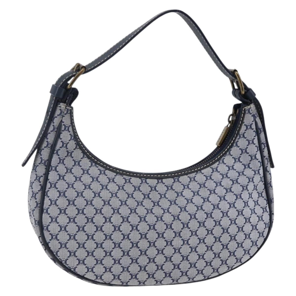 CELINE Macadam Canvas Hand Bag Navy Auth yk19718
