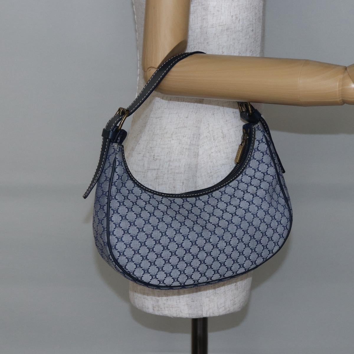 CELINE Macadam Canvas Hand Bag Navy Auth yk19718