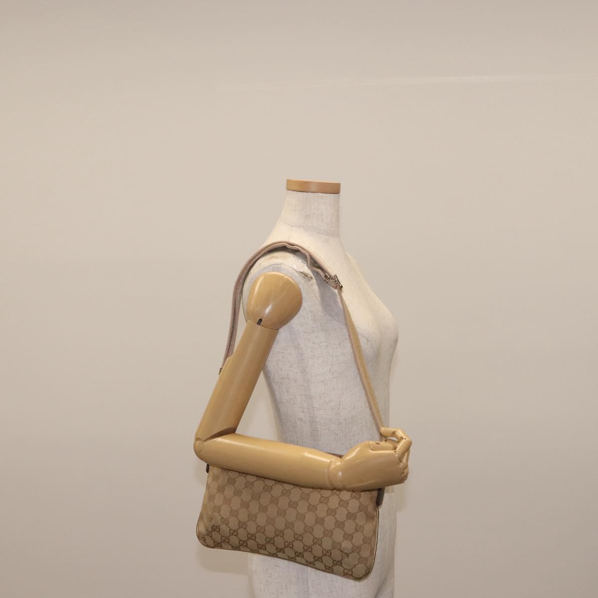 GUCCI GG Canvas Sherry Line Shoulder Bag Beige Gold 189749 001998 Auth yk19719