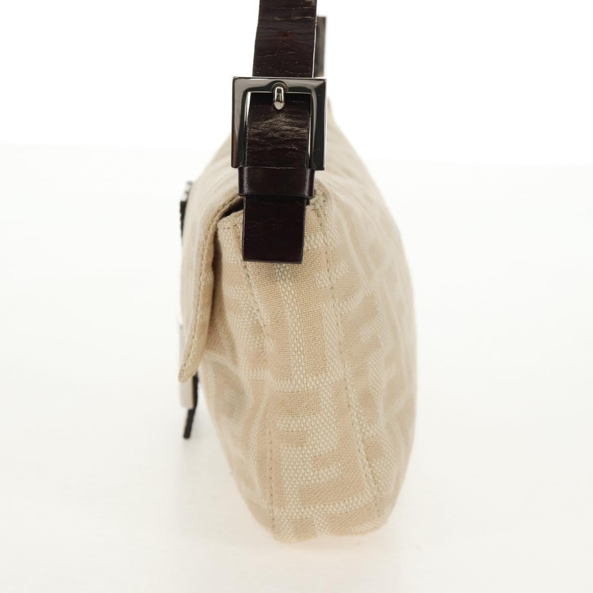 FENDI Zucca Canvas Mamma Baguette Shoulder Bag Beige Silver Auth yk19721V