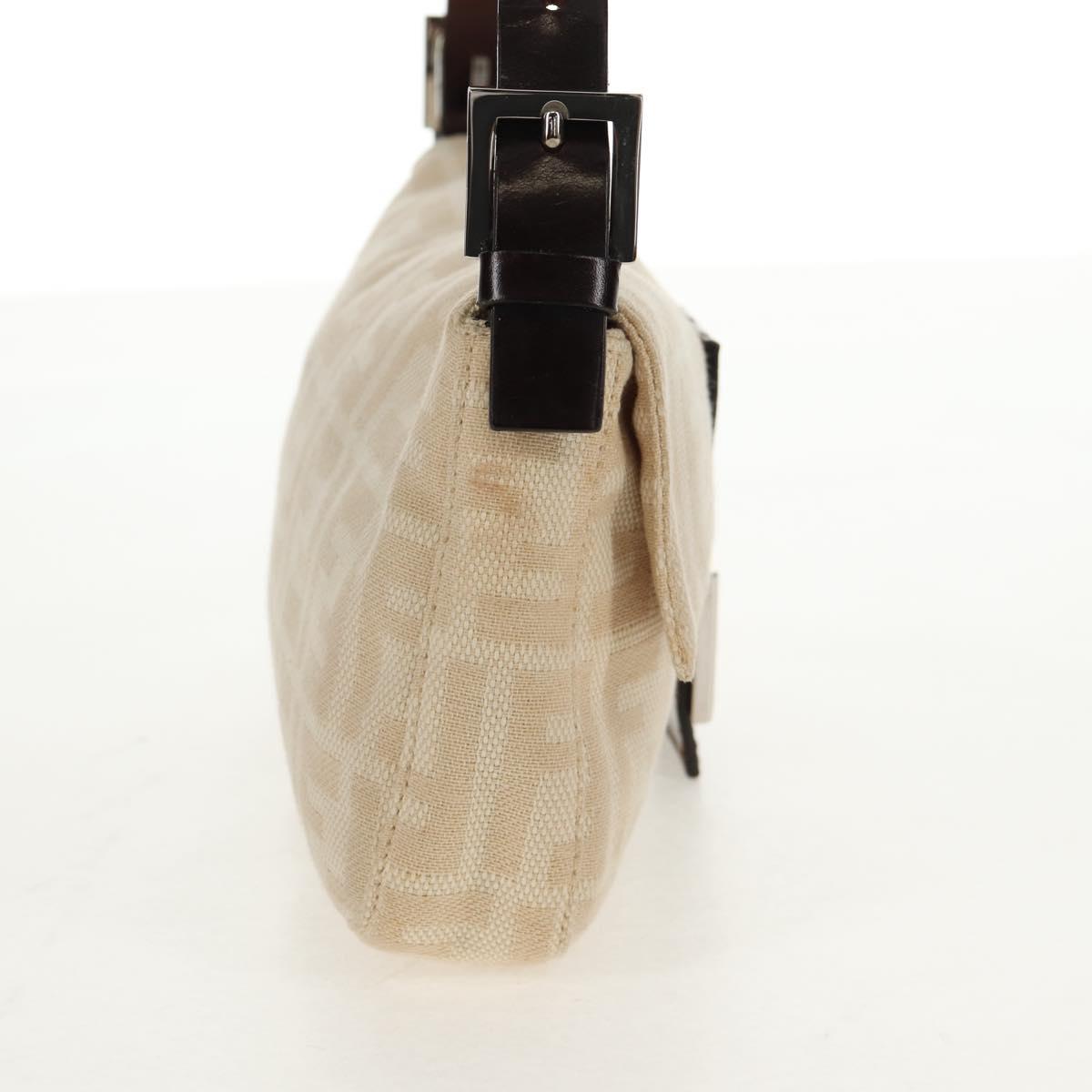 FENDI Zucca Canvas Mamma Baguette Shoulder Bag Beige Silver Auth yk19721V