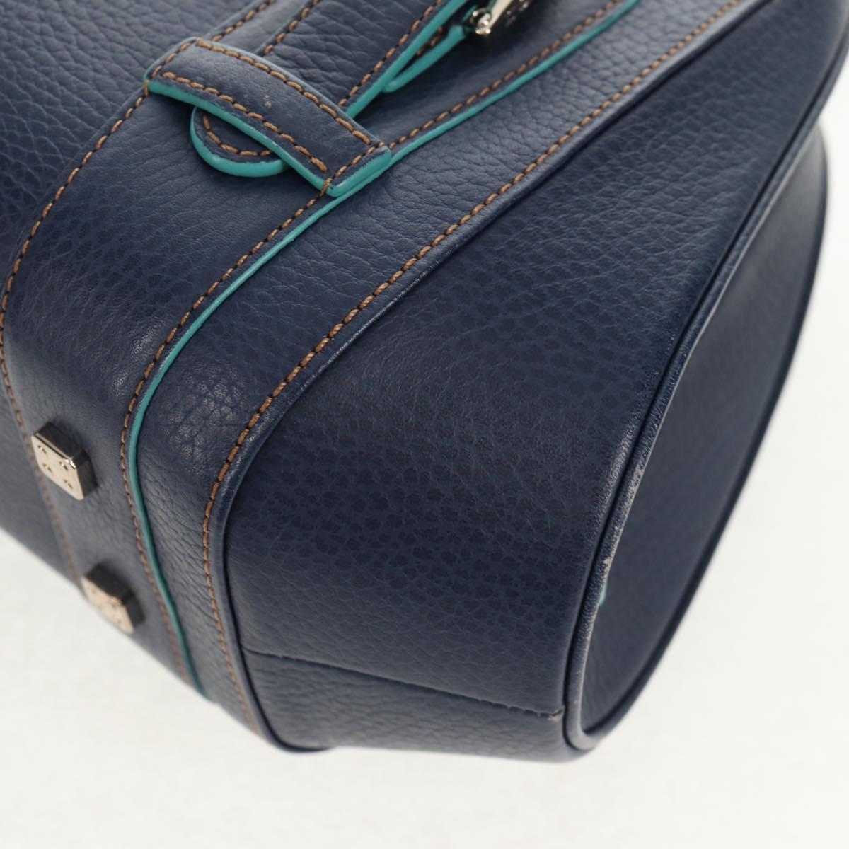 LOEWE Sender Shoulder Bag Leather Navy Silver Auth yk19723V