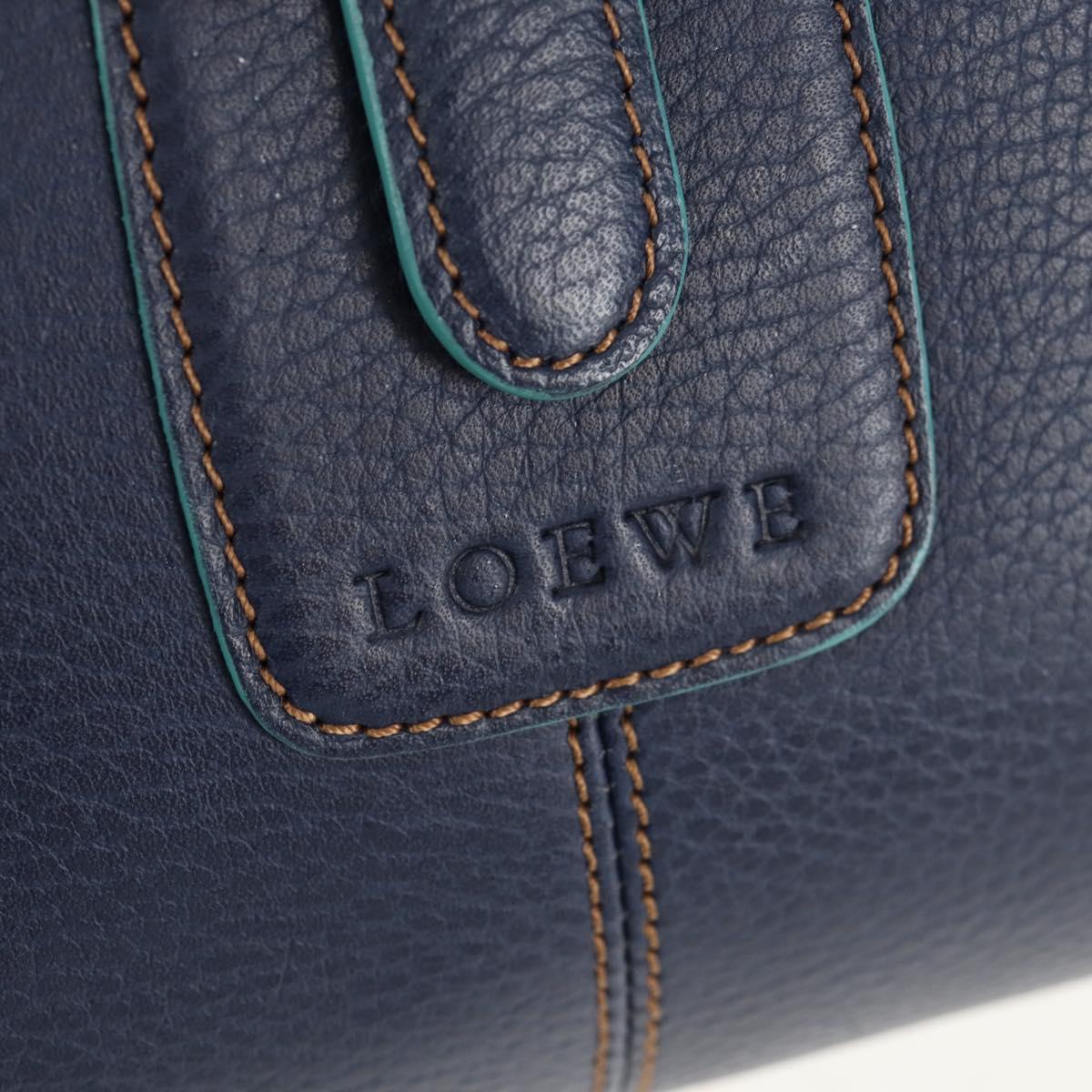 LOEWE Sender Shoulder Bag Leather Navy Silver Auth yk19723V