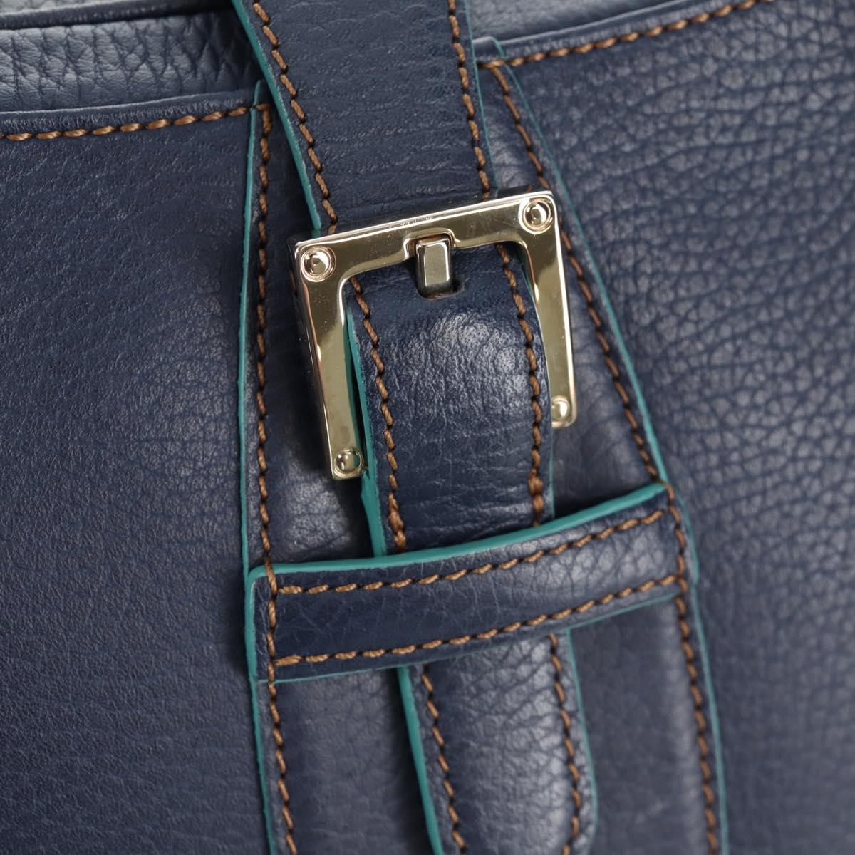 LOEWE Sender Shoulder Bag Leather Navy Silver Auth yk19723V