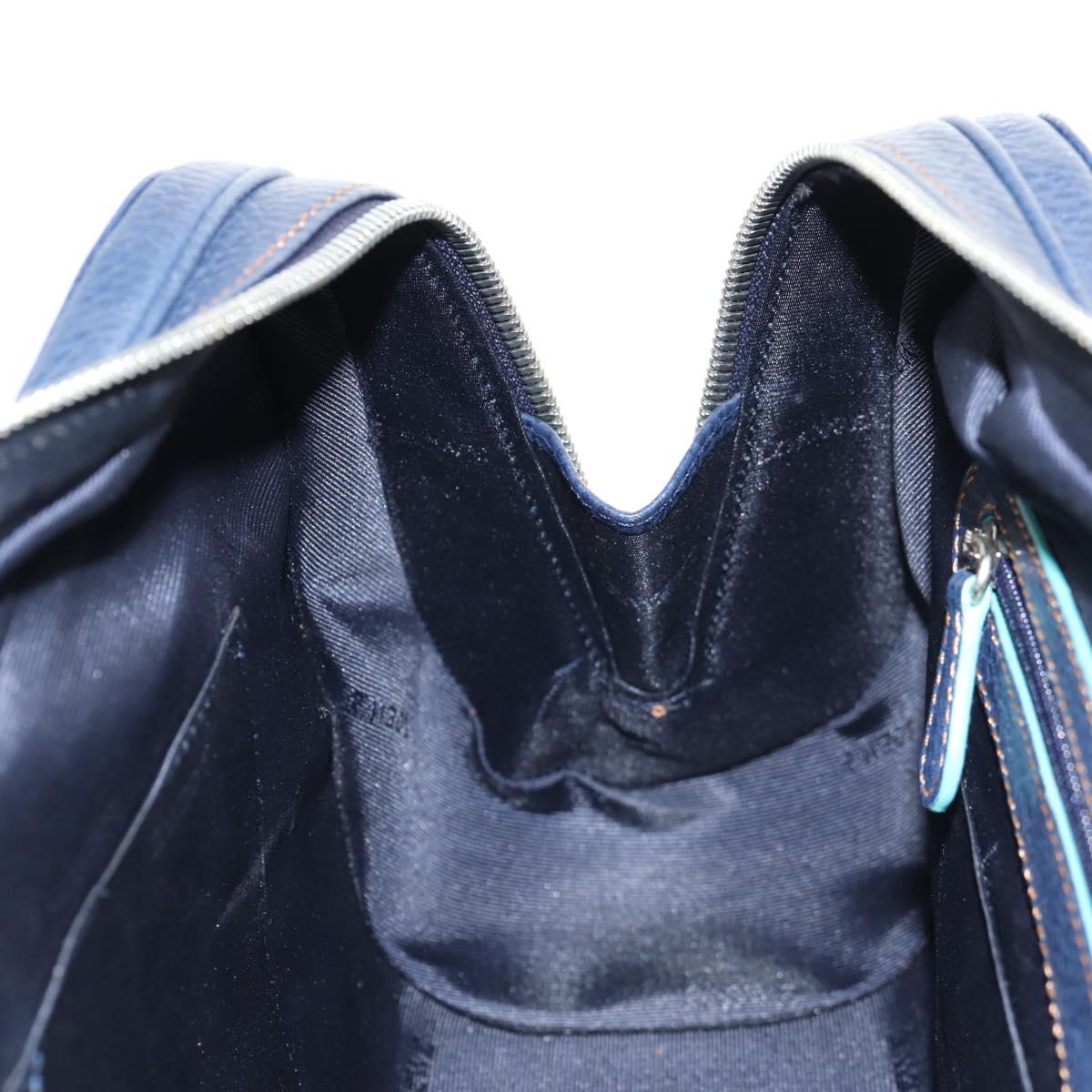 LOEWE Sender Shoulder Bag Leather Navy Silver Auth yk19723V