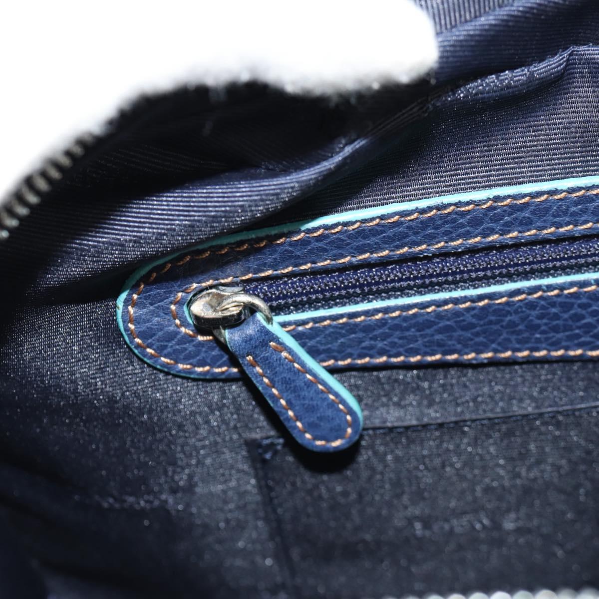 LOEWE Sender Shoulder Bag Leather Navy Silver Auth yk19723V