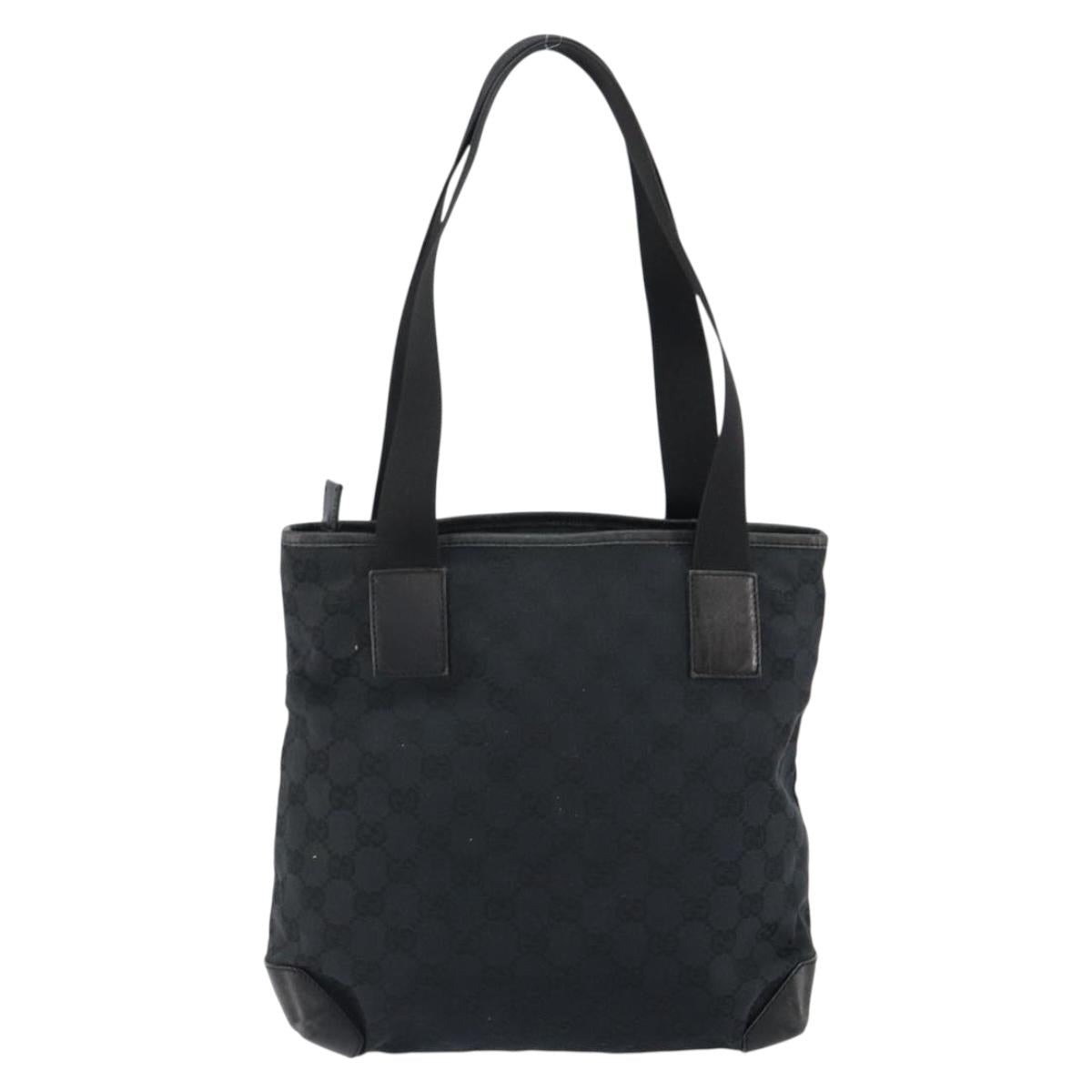 GUCCI GG Canvas Tote Bag Black 019 0402 Auth yk19746