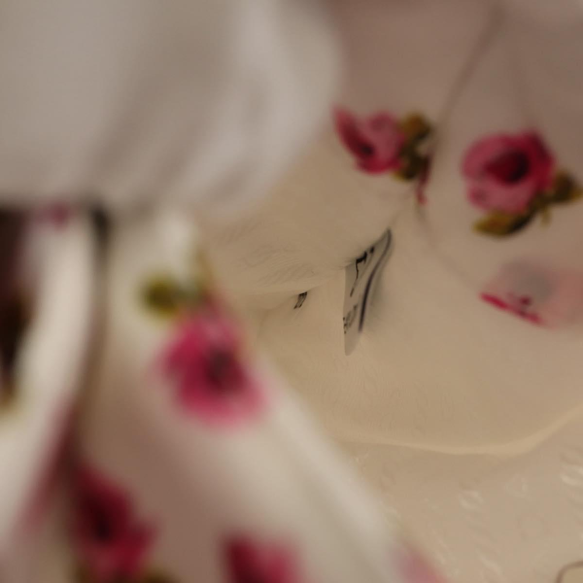 PRADA Floral Hand Bag Nylon 2way White Pink Silver 1BA359 Auth yk19751M