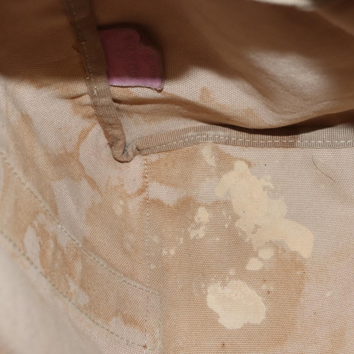 PRADA Tote Bag Canvas Leather Beige Silver Auth yk19753