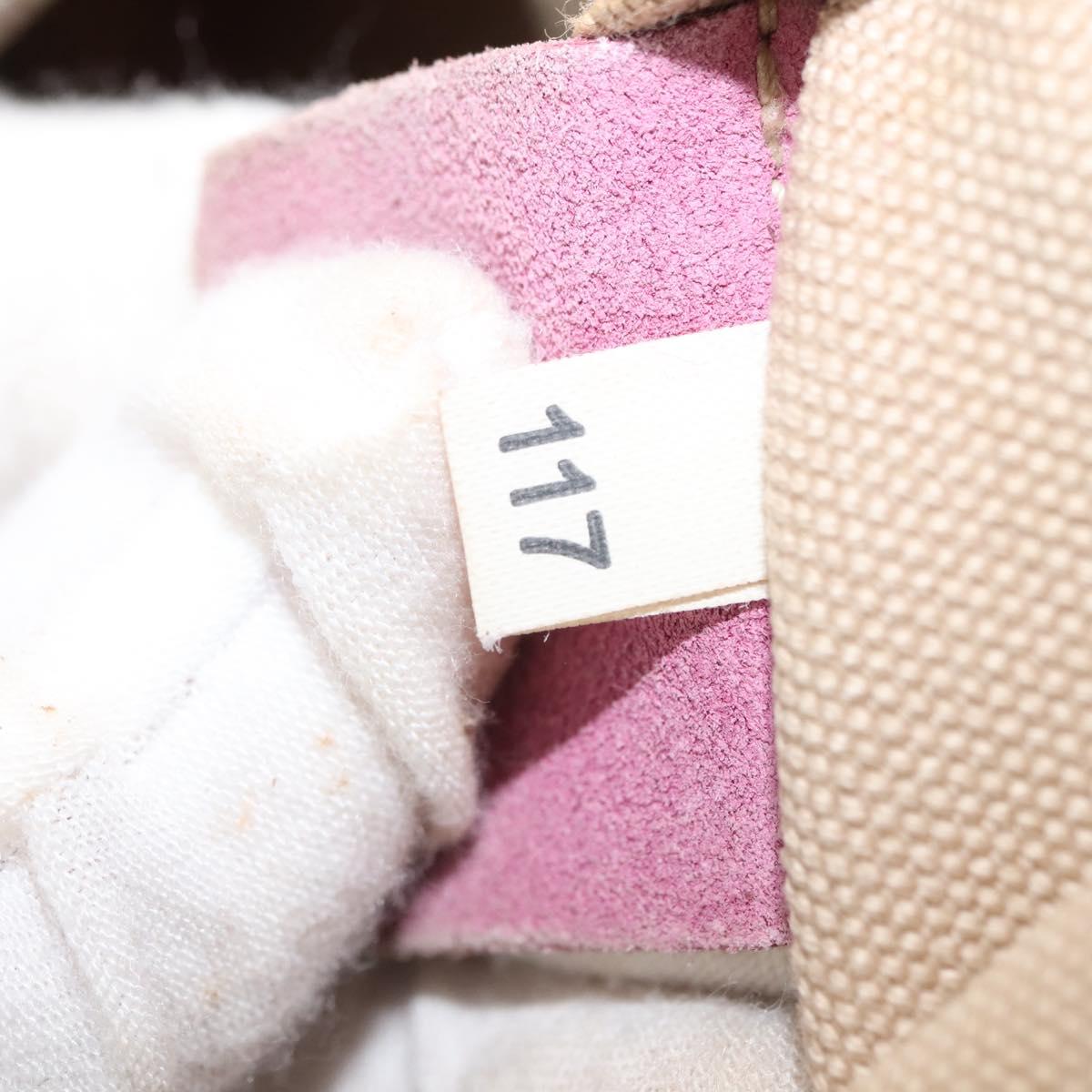 PRADA Tote Bag Canvas Leather Beige Silver Auth yk19753