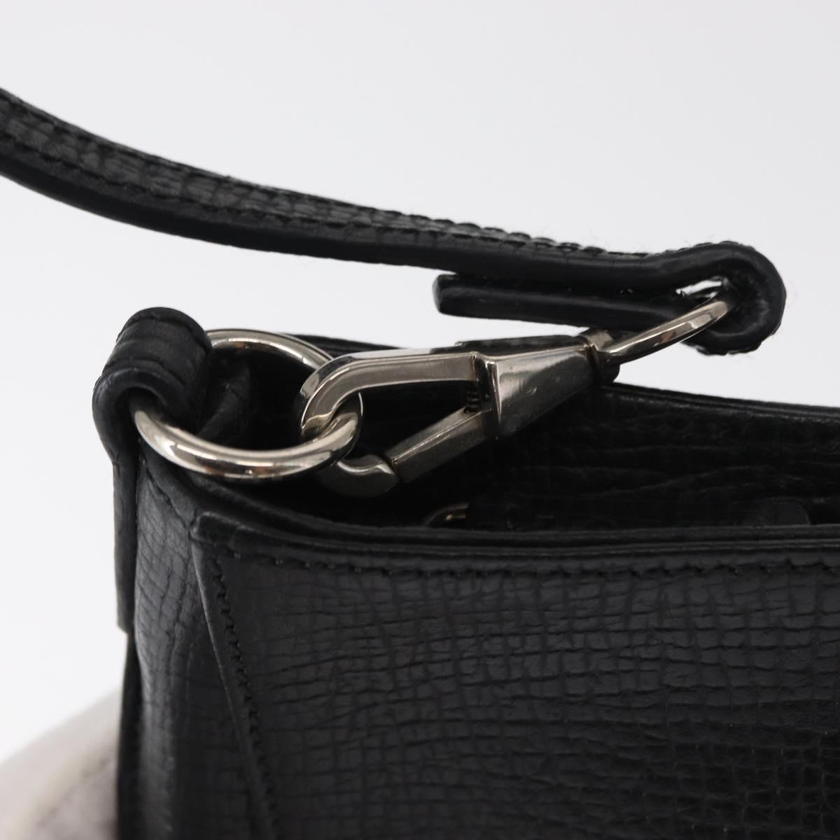 LOEWE Accessory Pouch Leather Black Silver Auth yk19756