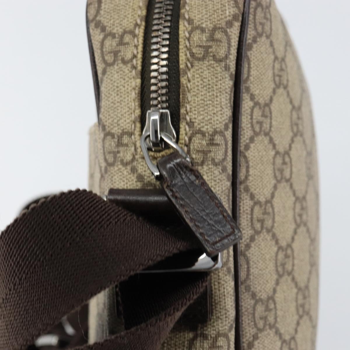 GUCCI GG Supreme Shoulder Bag PVC Beige Silver 122754 Auth yk19762