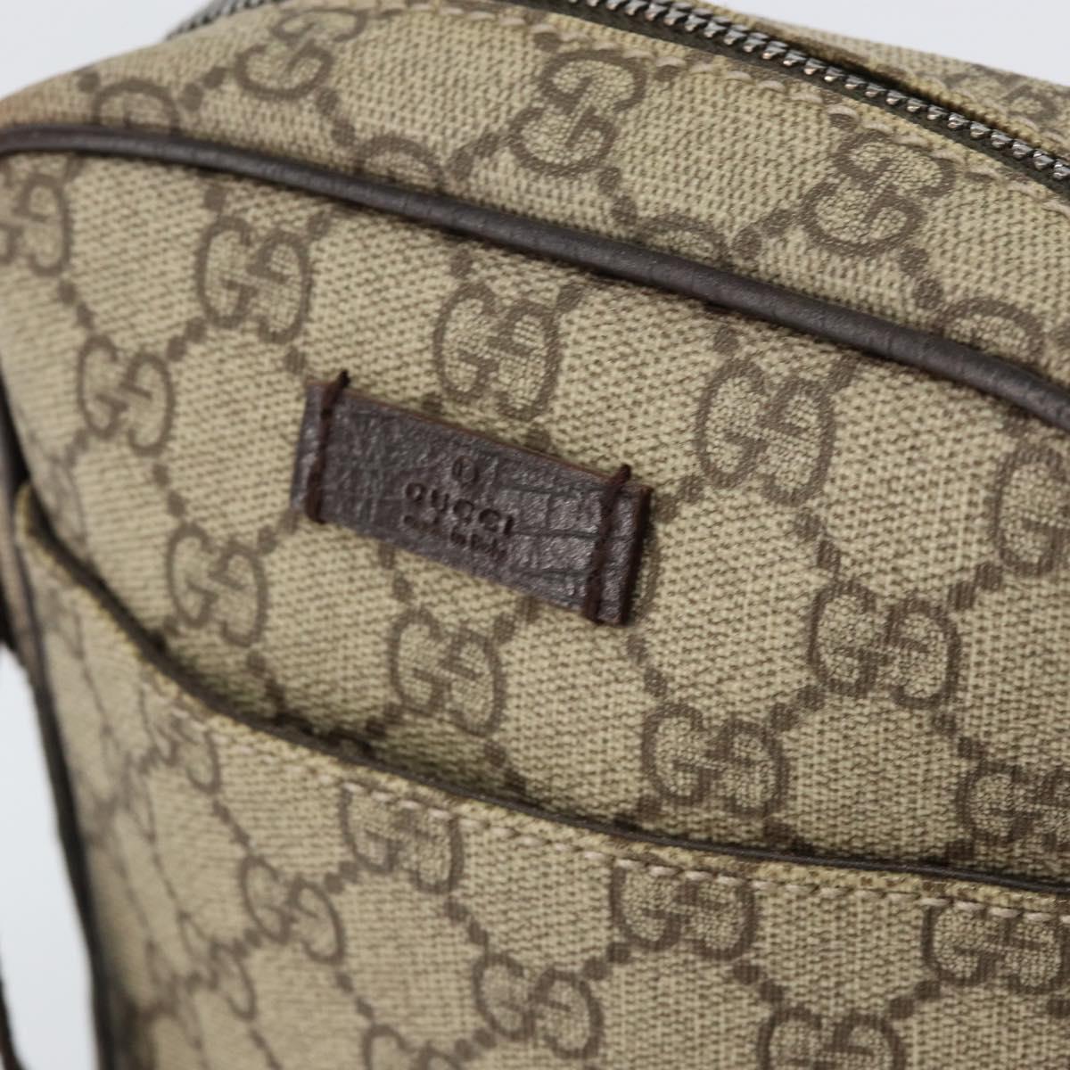 GUCCI GG Supreme Shoulder Bag PVC Beige Silver 122754 Auth yk19762