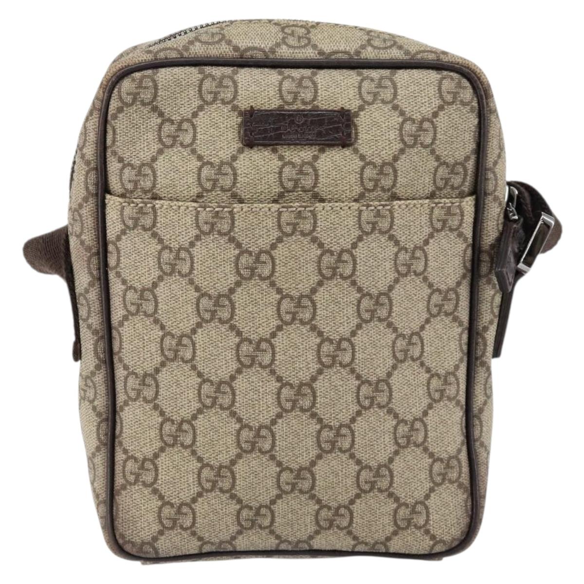 GUCCI GG Supreme Shoulder Bag PVC Beige Silver 122754 Auth yk19762