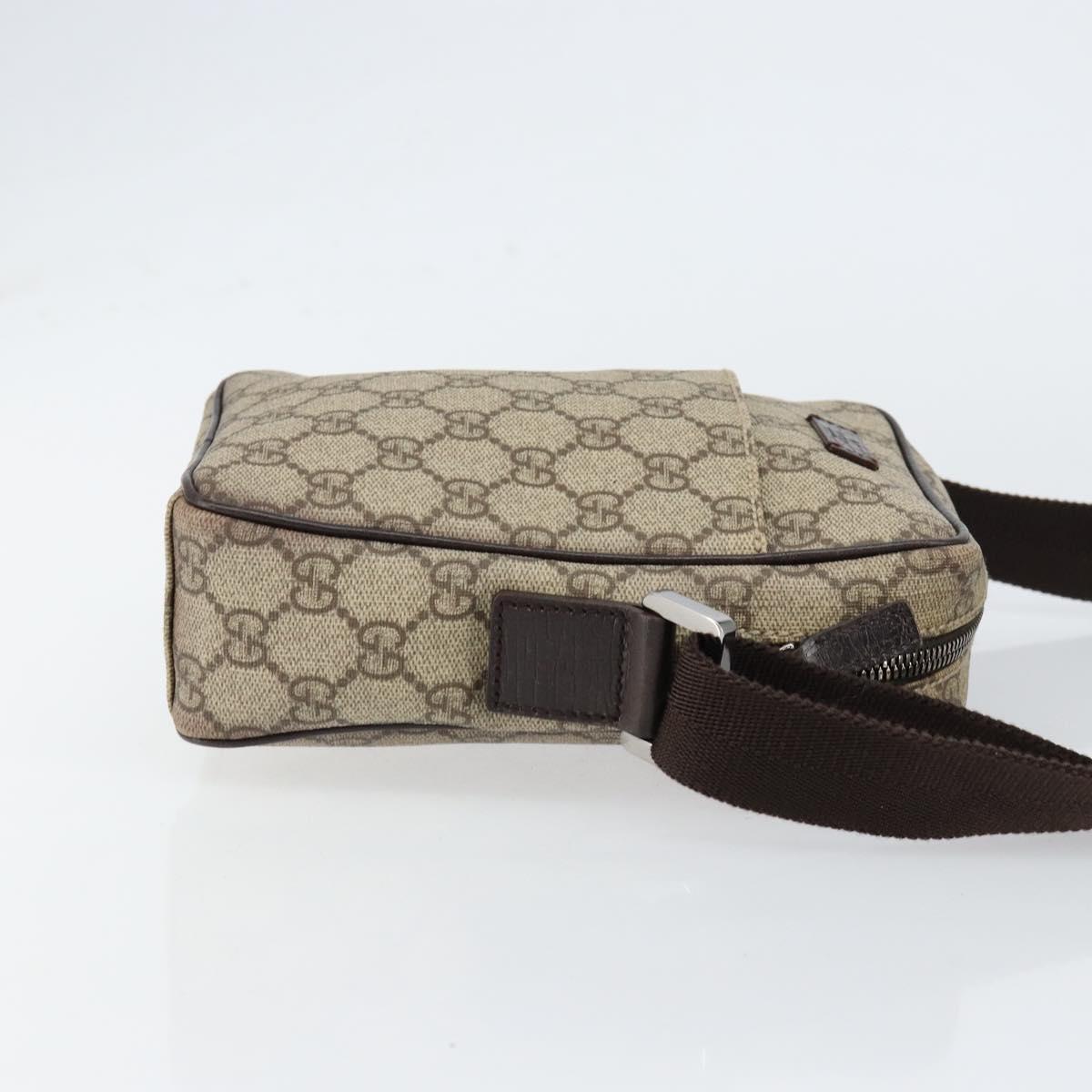 GUCCI GG Supreme Shoulder Bag PVC Beige Silver 122754 Auth yk19762