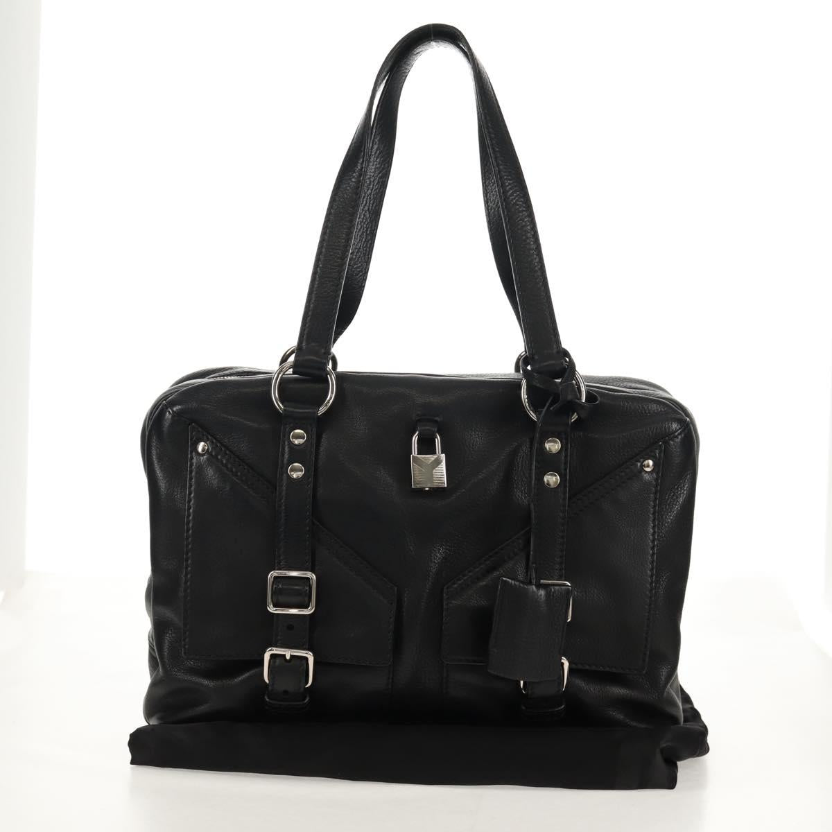 SAINT LAURENT Shoulder Bag Leather Black Silver 227747 Auth yk19763V