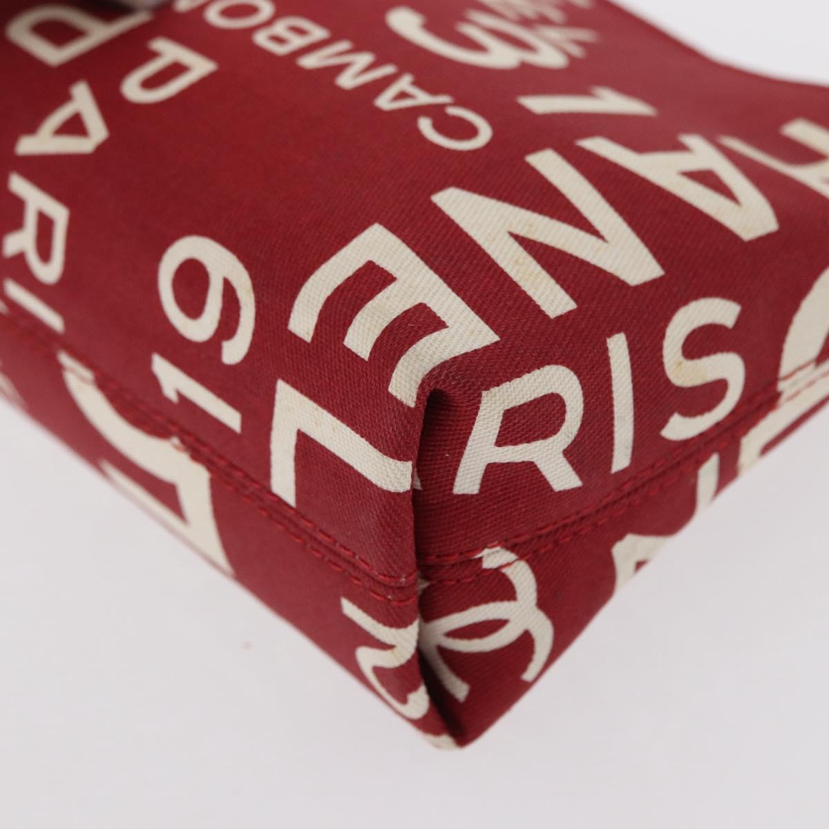 CHANEL Bycy Pouch Canvas Red CC Auth yk19768
