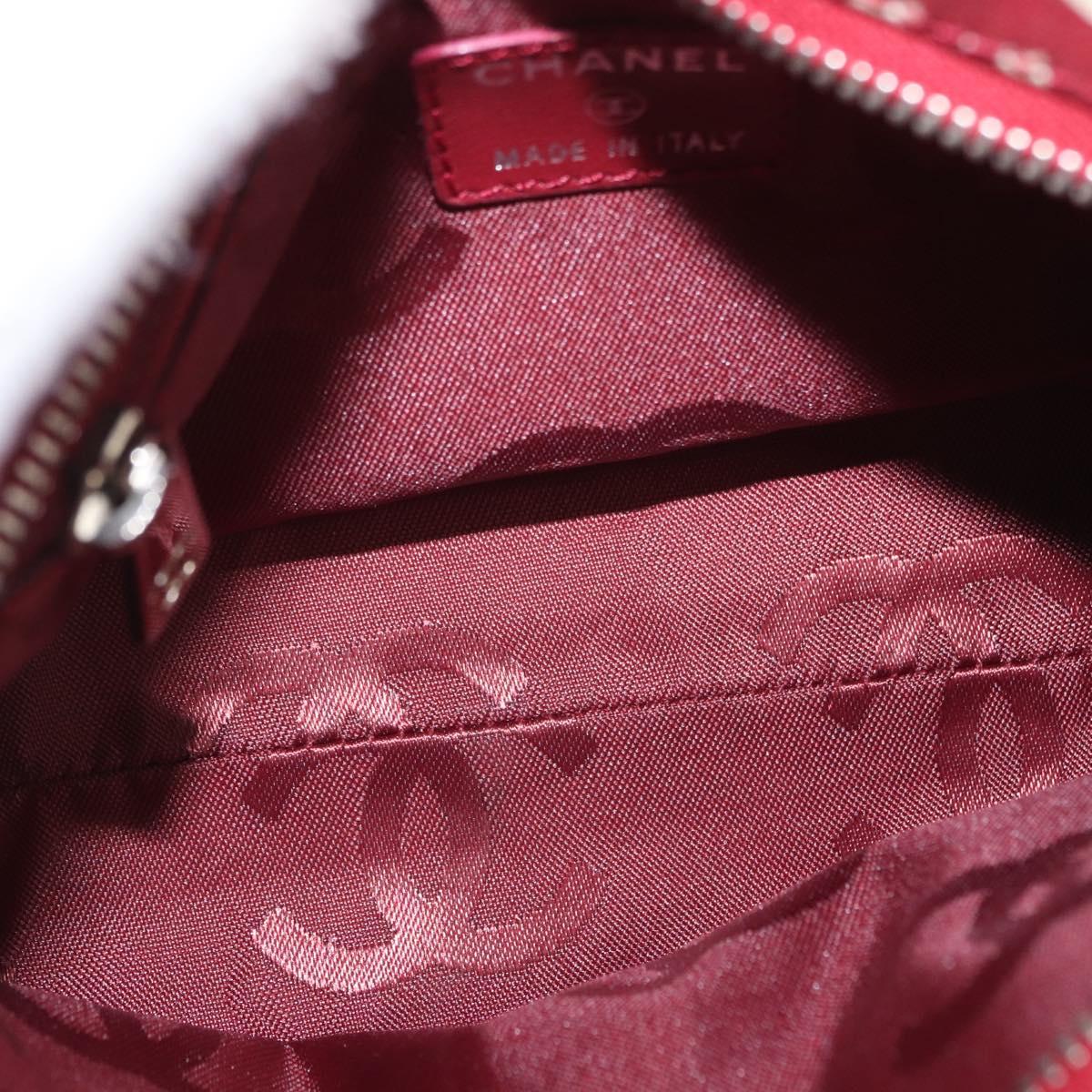 CHANEL Bycy Pouch Canvas Red CC Auth yk19768
