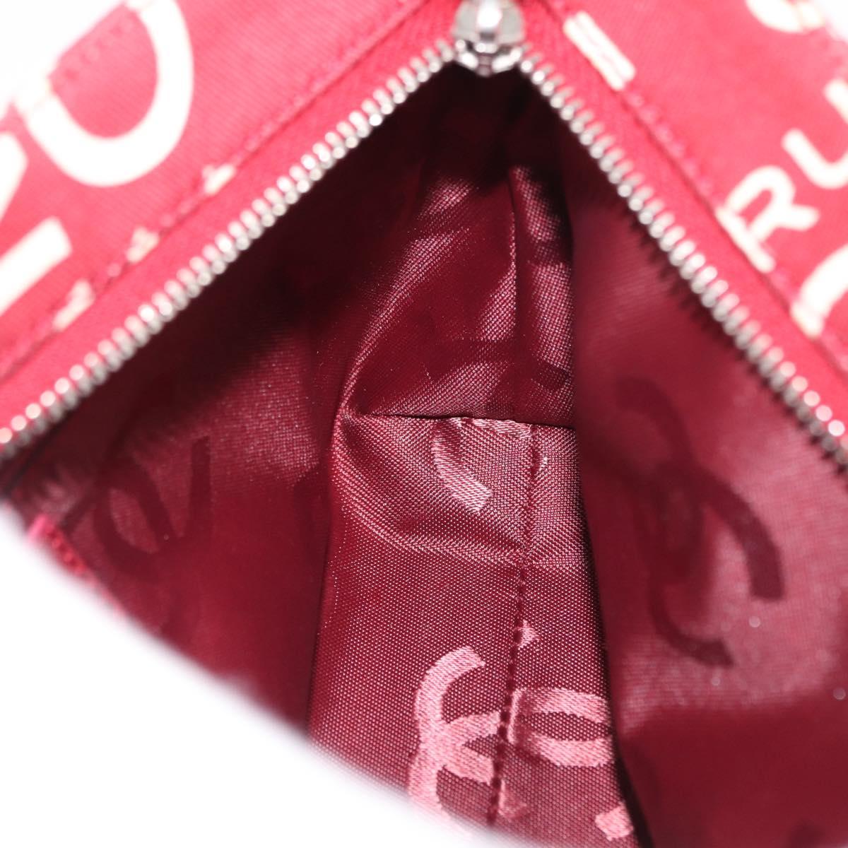 CHANEL Bycy Pouch Canvas Red CC Auth yk19768