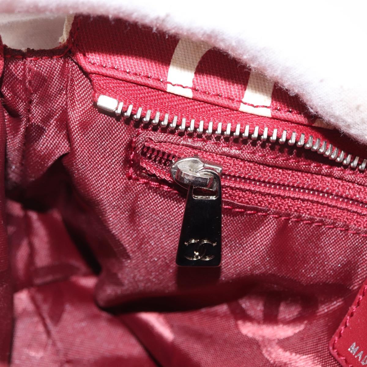 CHANEL Bycy Pouch Canvas Red CC Auth yk19768