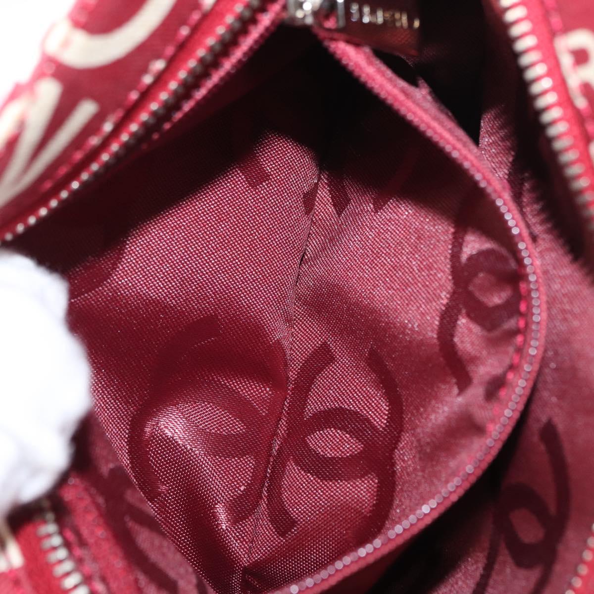 CHANEL Bycy Pouch Canvas Red CC Auth yk19768