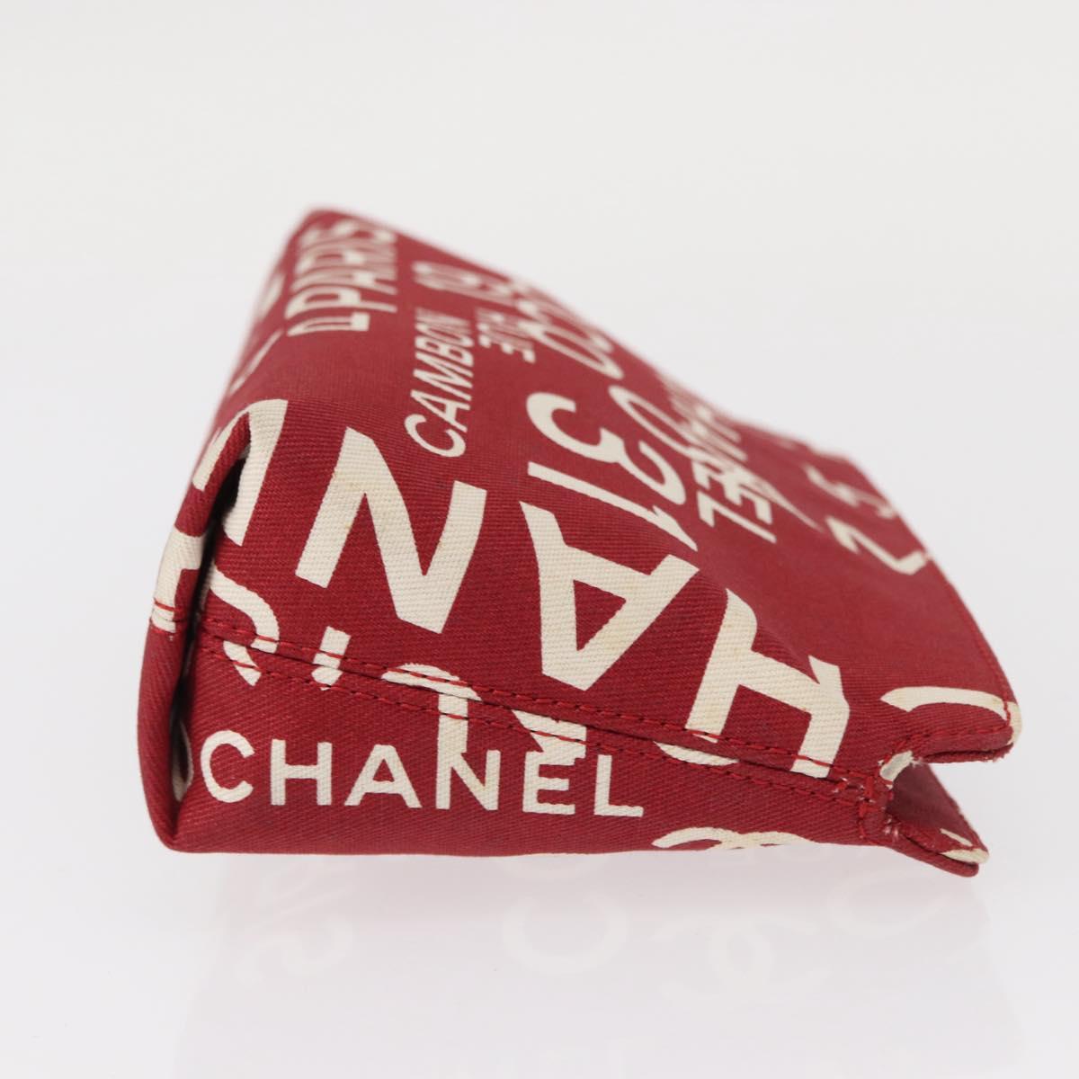 CHANEL Bycy Pouch Canvas Red CC Auth yk19768