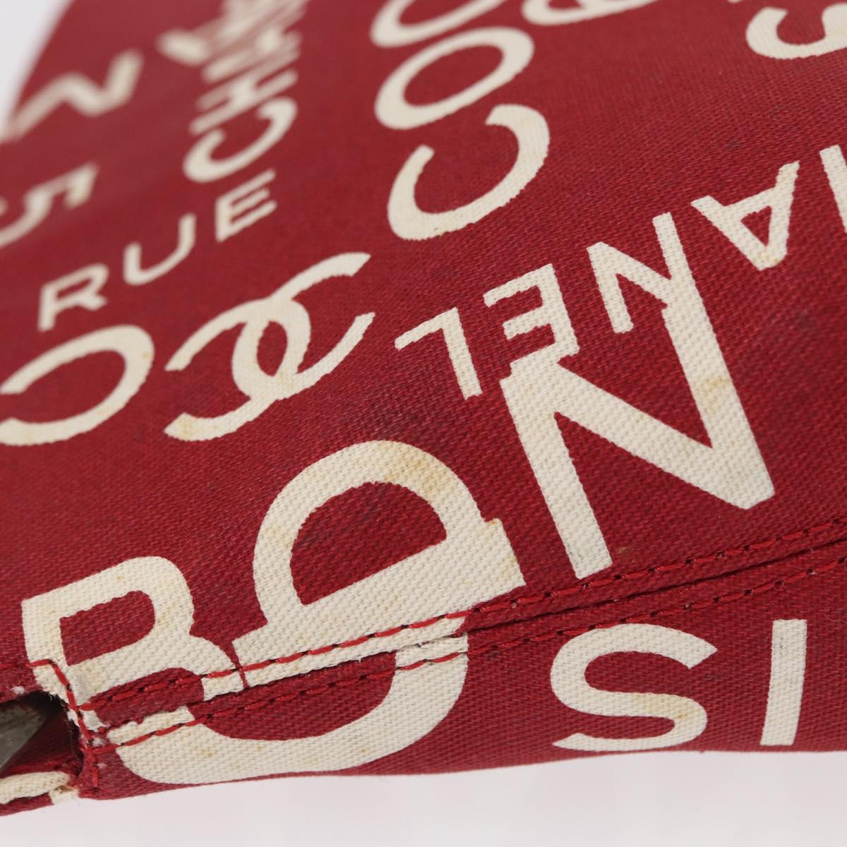 CHANEL Bycy Pouch Canvas Red CC Auth yk19768