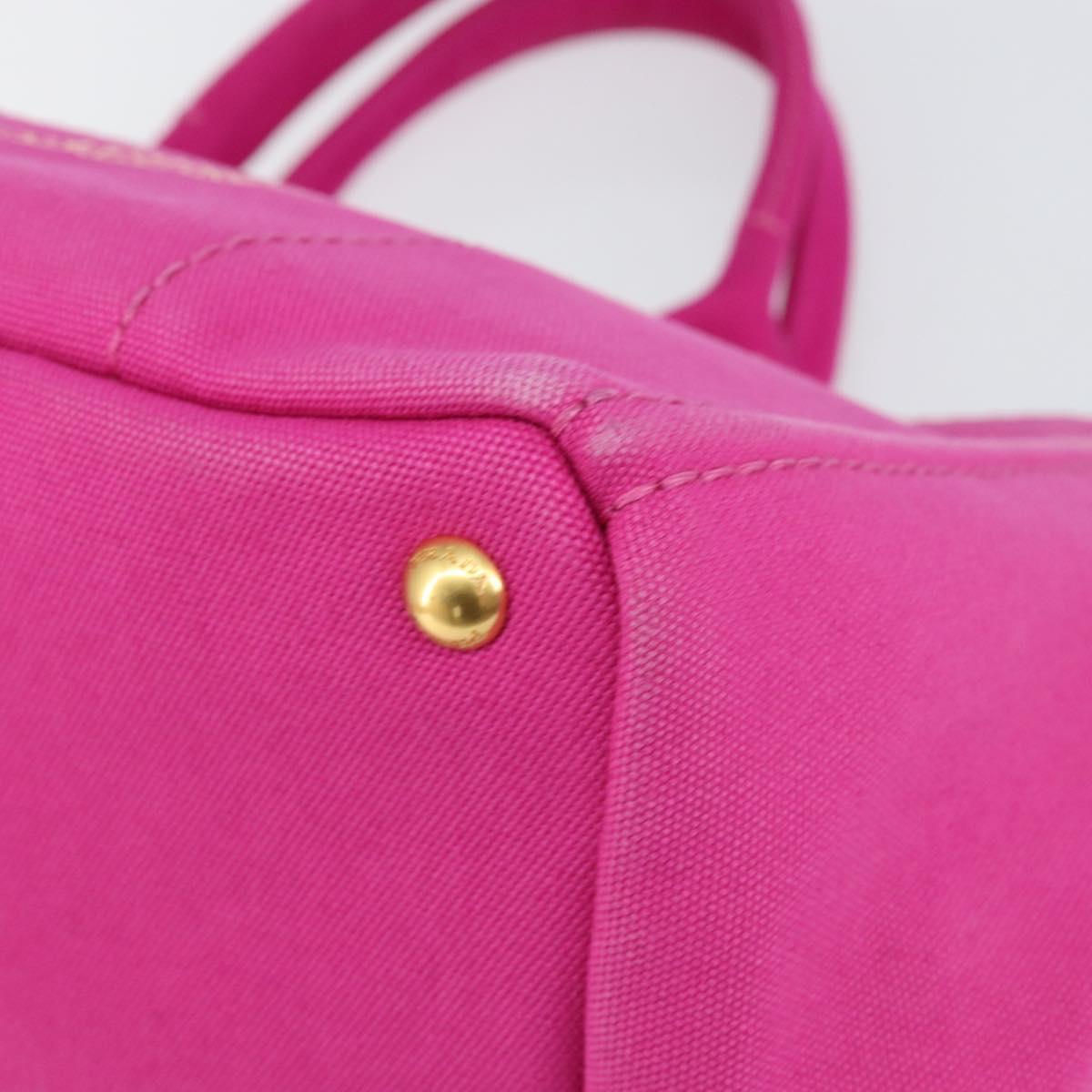 PRADA Canapa MM Hand Bag Canvas Pink Gold Auth yk19772