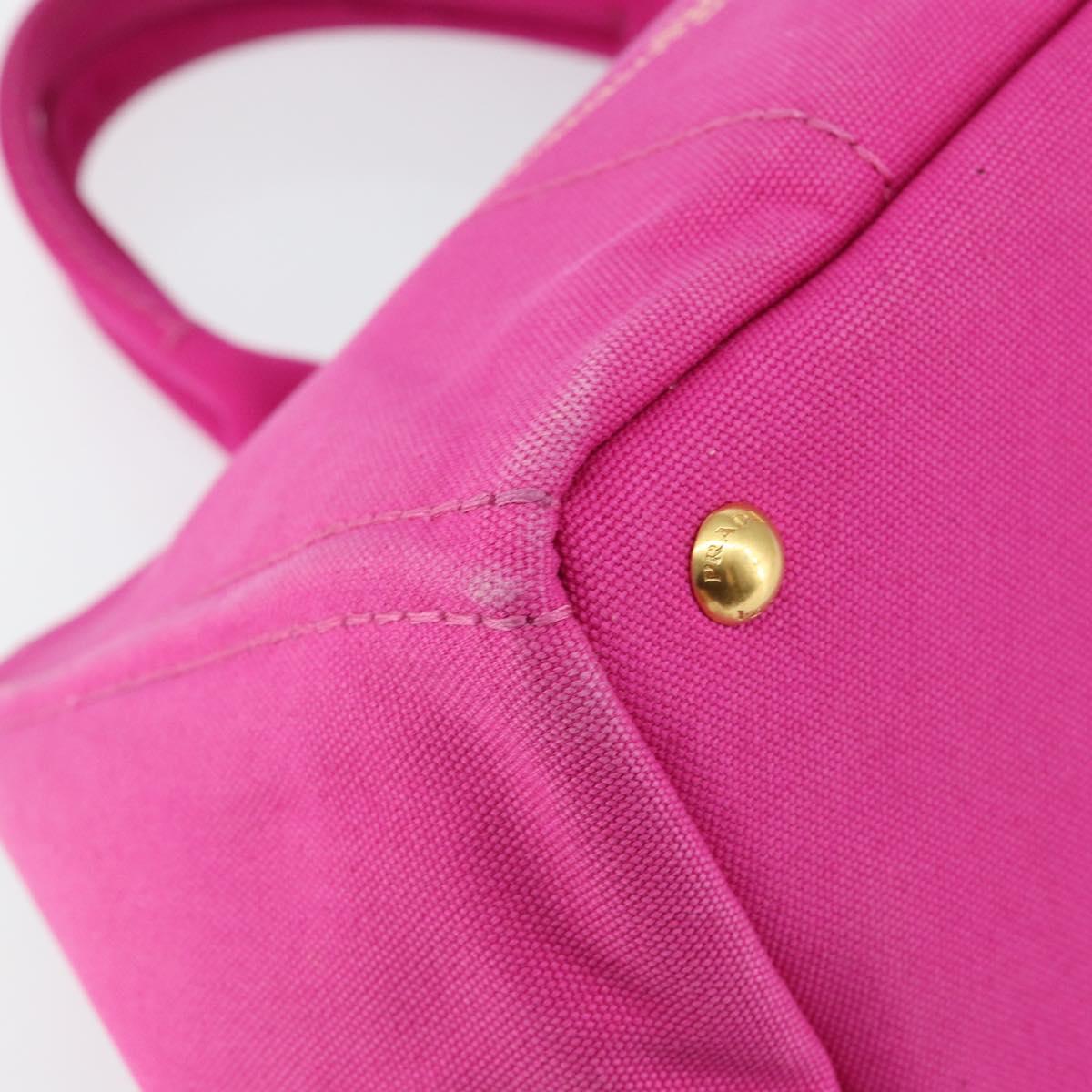 PRADA Canapa MM Hand Bag Canvas Pink Gold Auth yk19772
