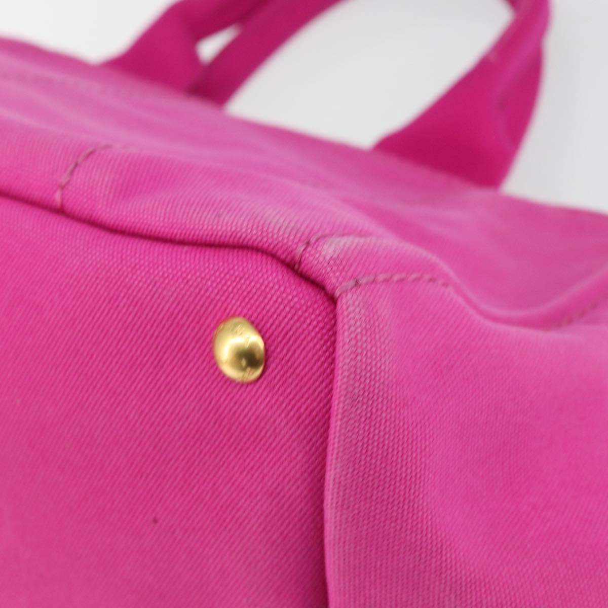 PRADA Canapa MM Hand Bag Canvas Pink Gold Auth yk19772