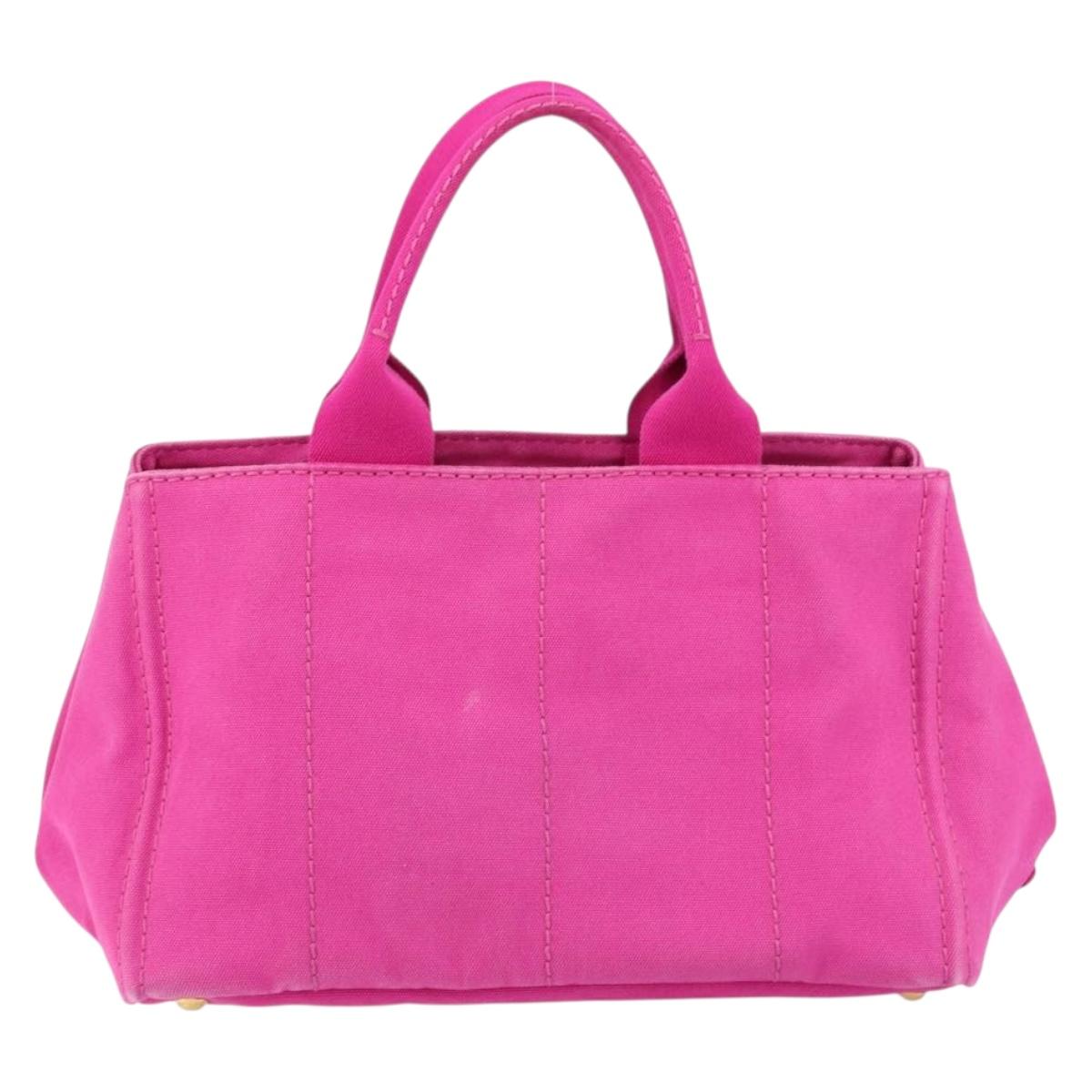 PRADA Canapa MM Hand Bag Canvas Pink Gold Auth yk19772
