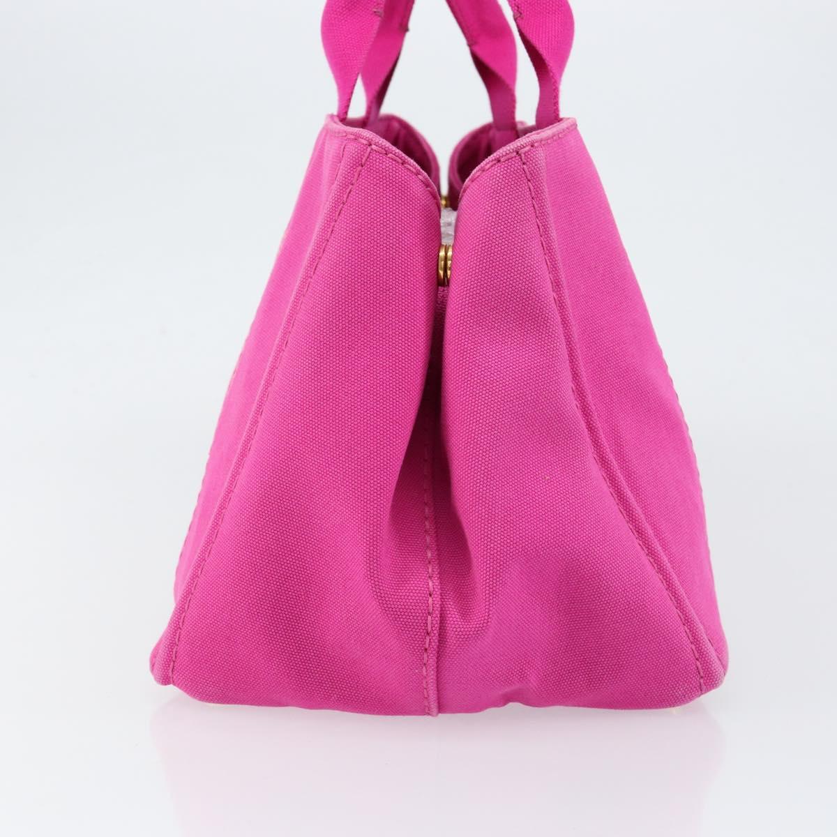 PRADA Canapa MM Hand Bag Canvas Pink Gold Auth yk19772