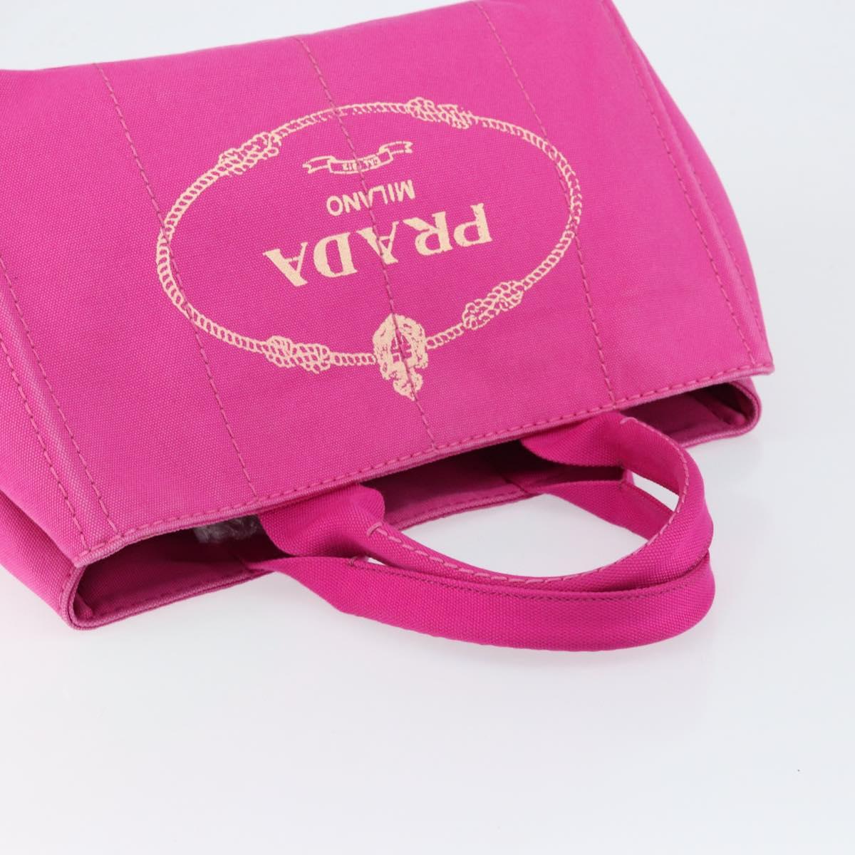 PRADA Canapa MM Hand Bag Canvas Pink Gold Auth yk19772