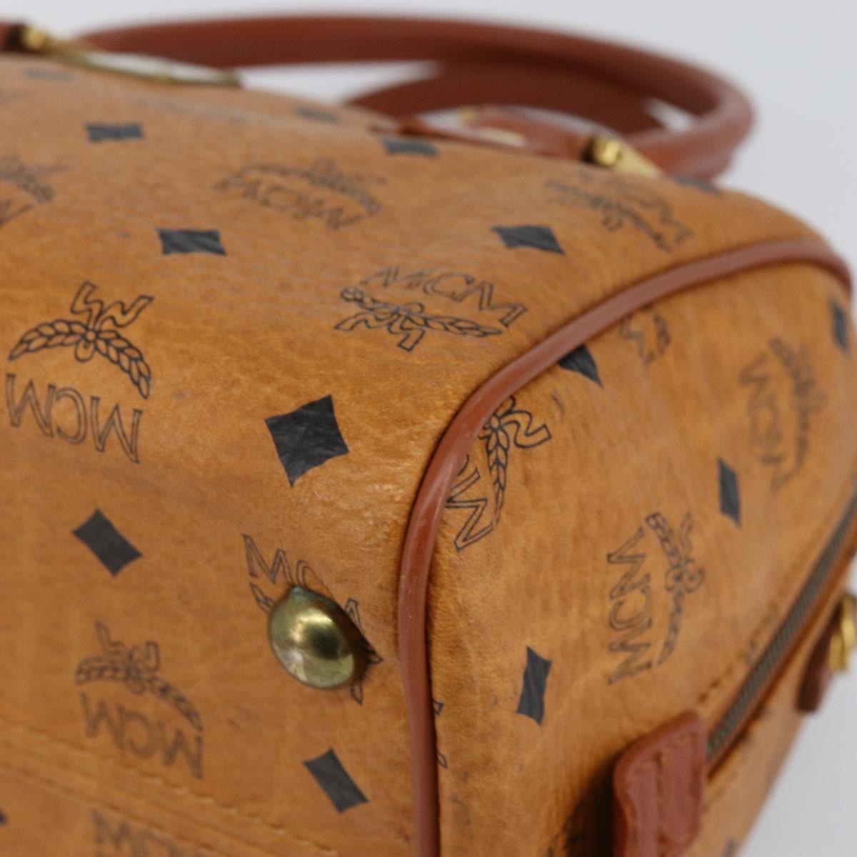 MCM Logogram Vicetos Hand Bag PVC Leather Brown Gold Auth yk19777