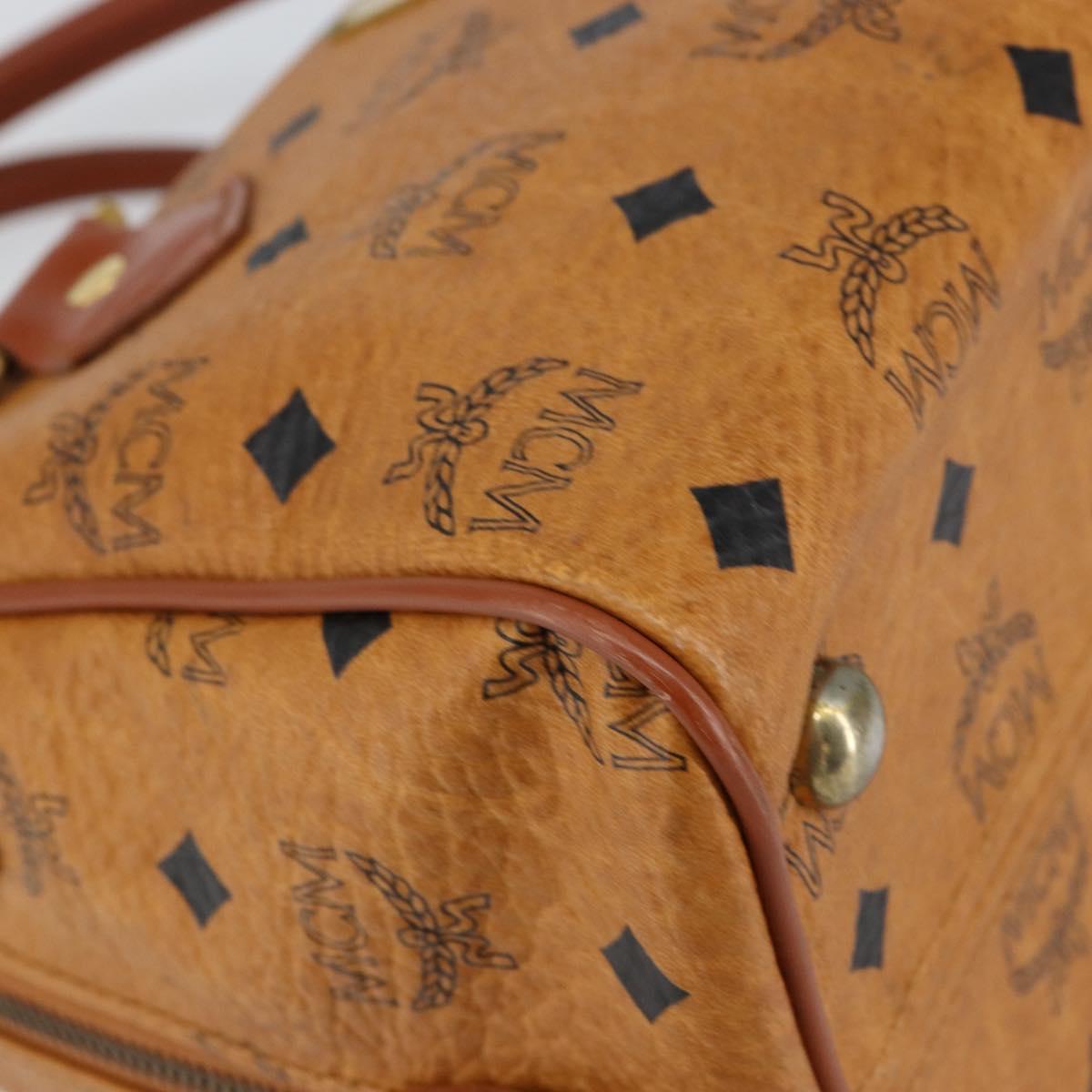 MCM Logogram Vicetos Hand Bag PVC Leather Brown Gold Auth yk19777