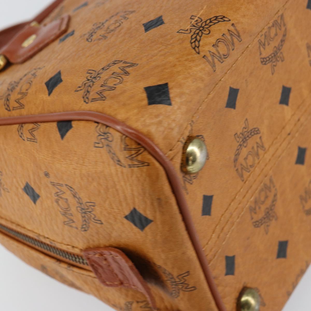 MCM Logogram Vicetos Hand Bag PVC Leather Brown Gold Auth yk19777