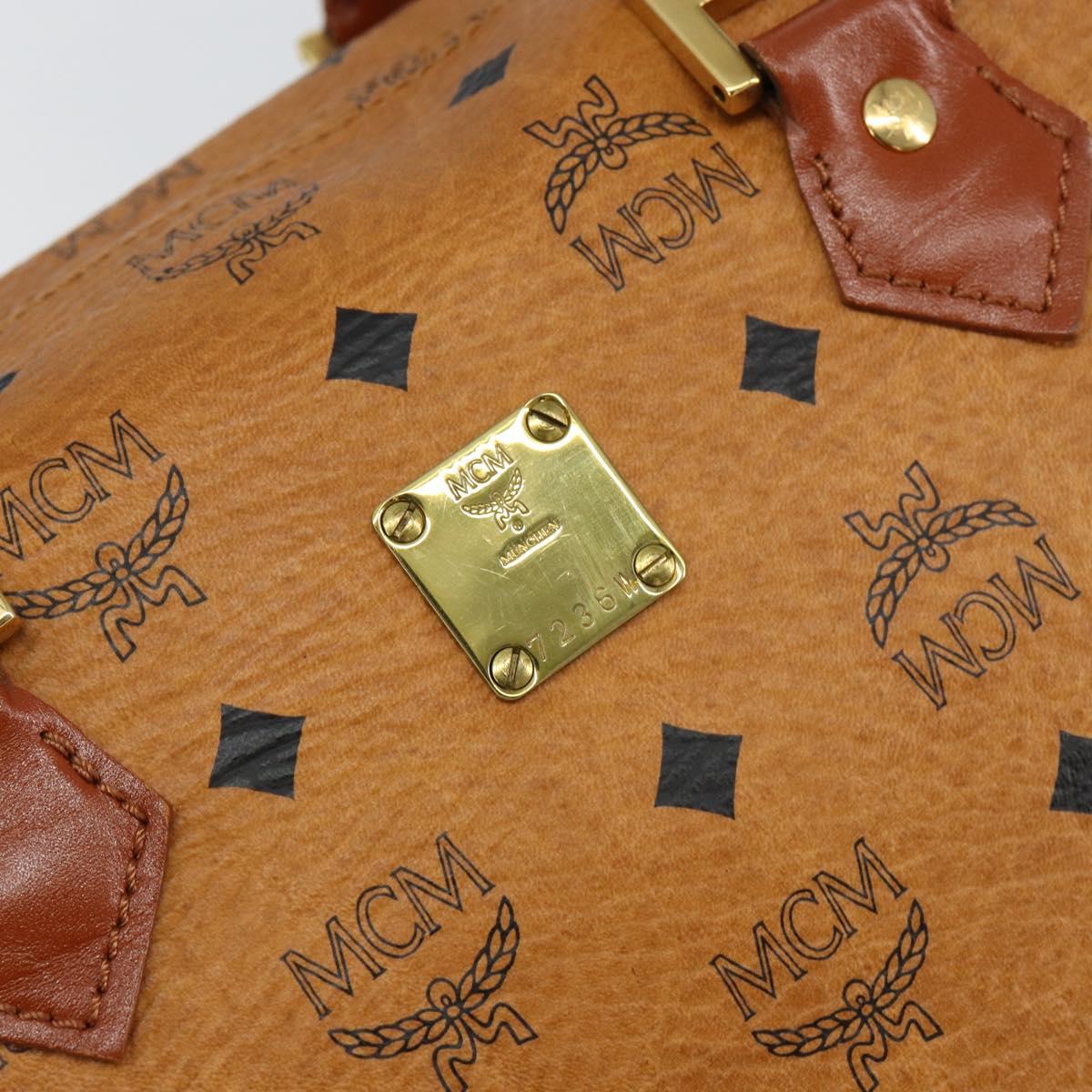 MCM Logogram Vicetos Hand Bag PVC Leather Brown Gold Auth yk19777