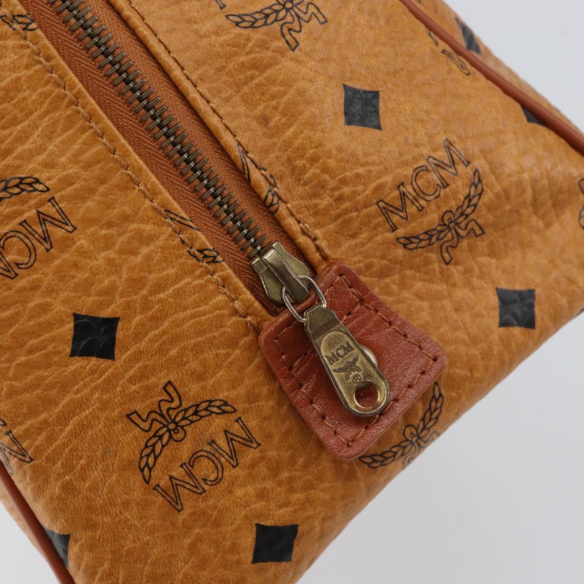 MCM Logogram Vicetos Hand Bag PVC Leather Brown Gold Auth yk19777