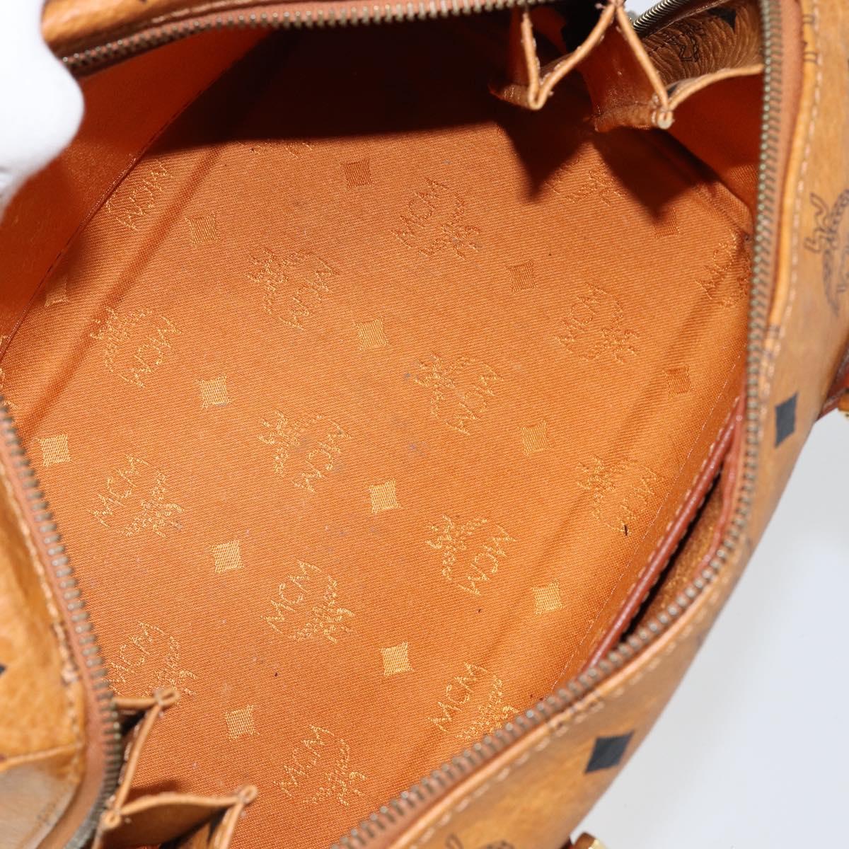 MCM Logogram Vicetos Hand Bag PVC Leather Brown Gold Auth yk19777