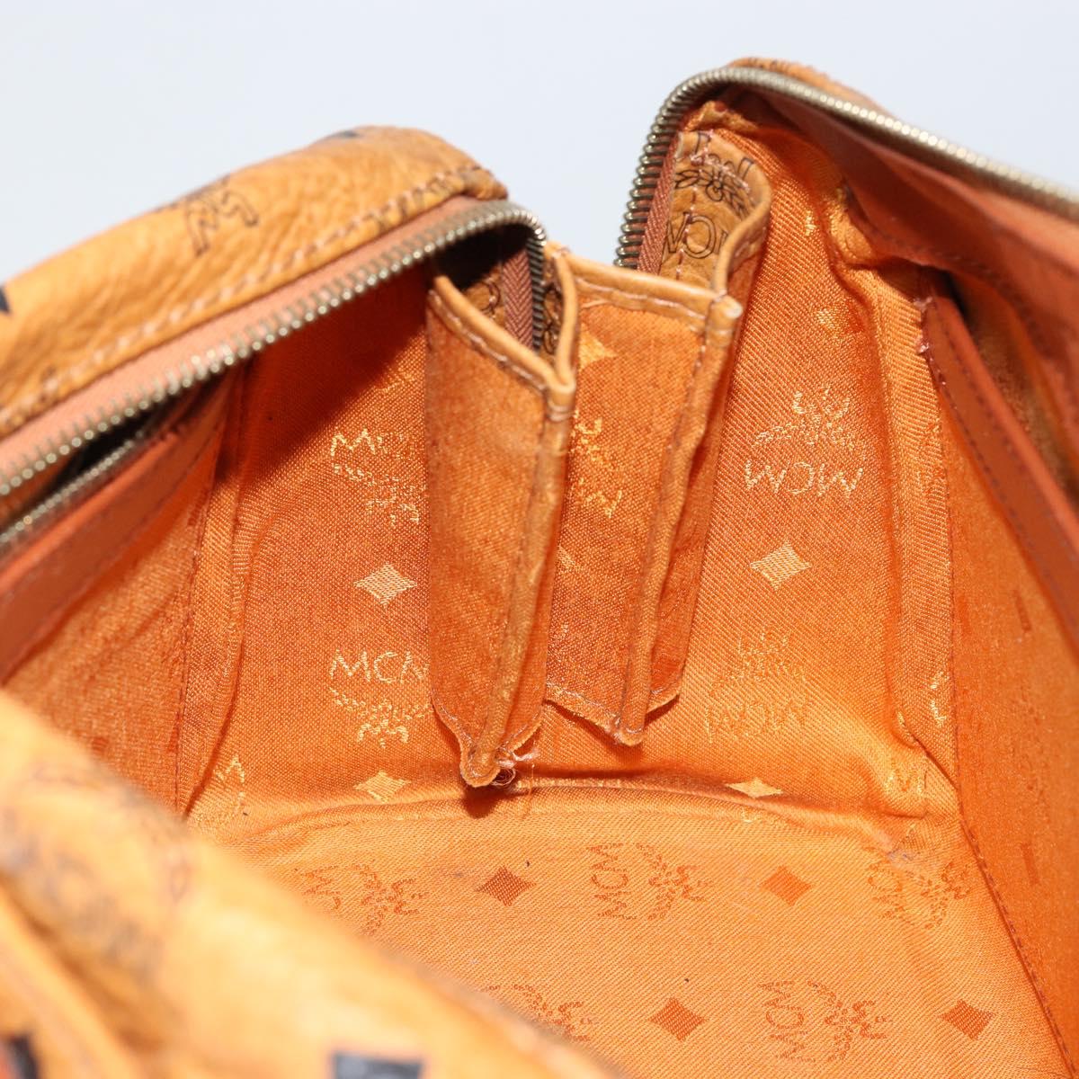 MCM Logogram Vicetos Hand Bag PVC Leather Brown Gold Auth yk19777