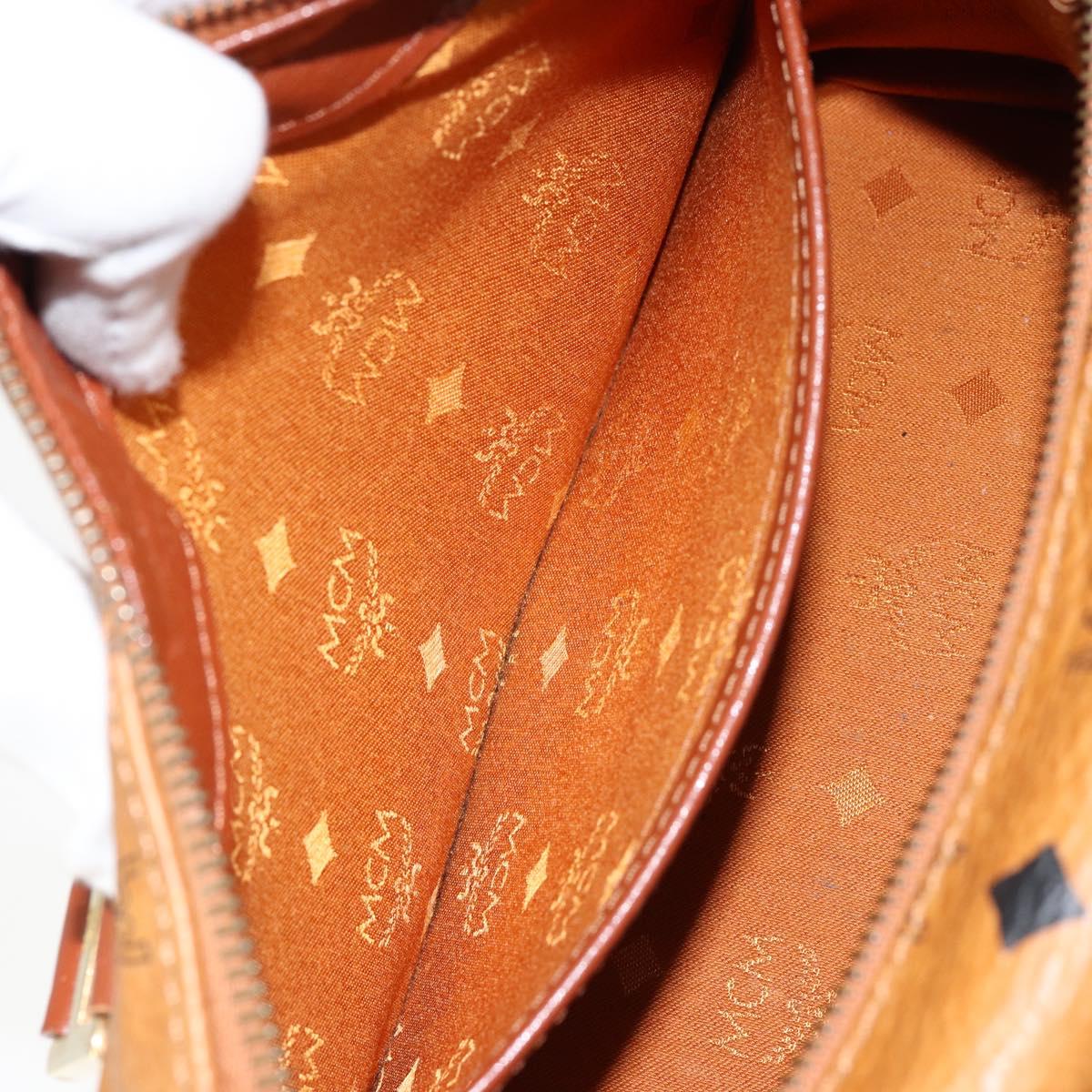 MCM Logogram Vicetos Hand Bag PVC Leather Brown Gold Auth yk19777