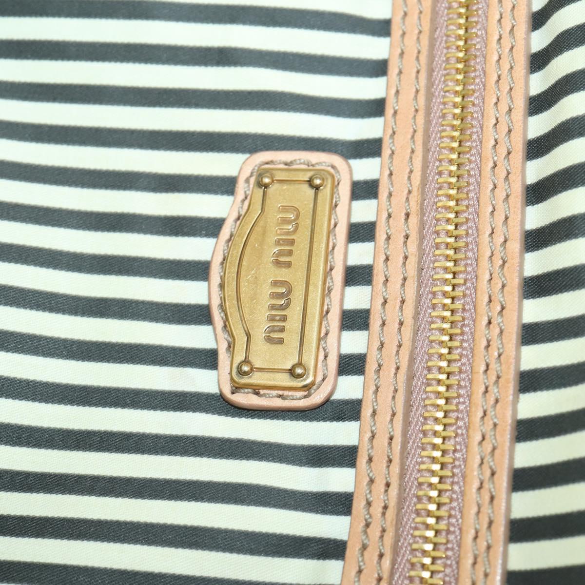 Miu Miu Tote Bag Leather Beige Gold Auth yk19778