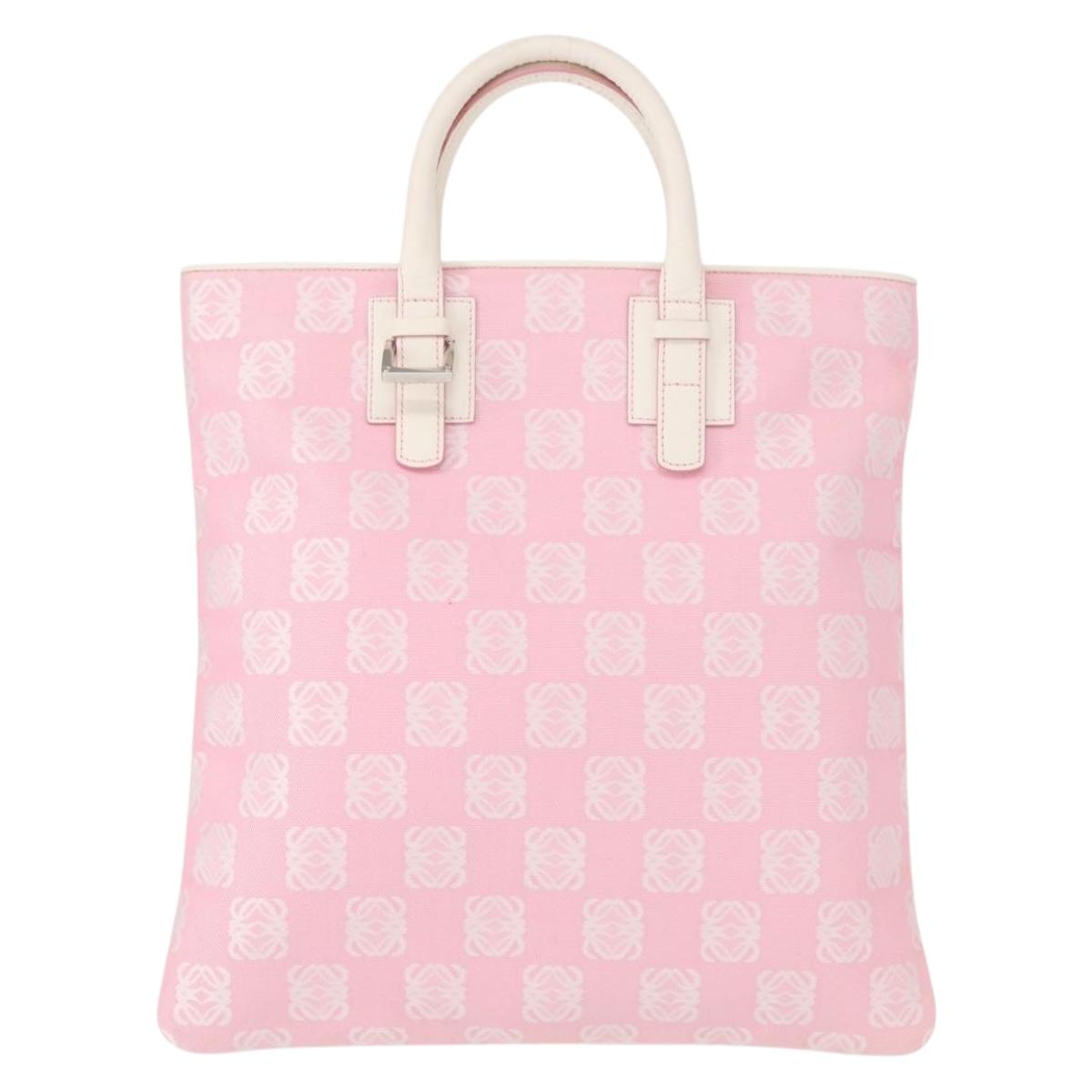 LOEWE Anagram Hand Bag Canvas Pink Silver Auth yk19791