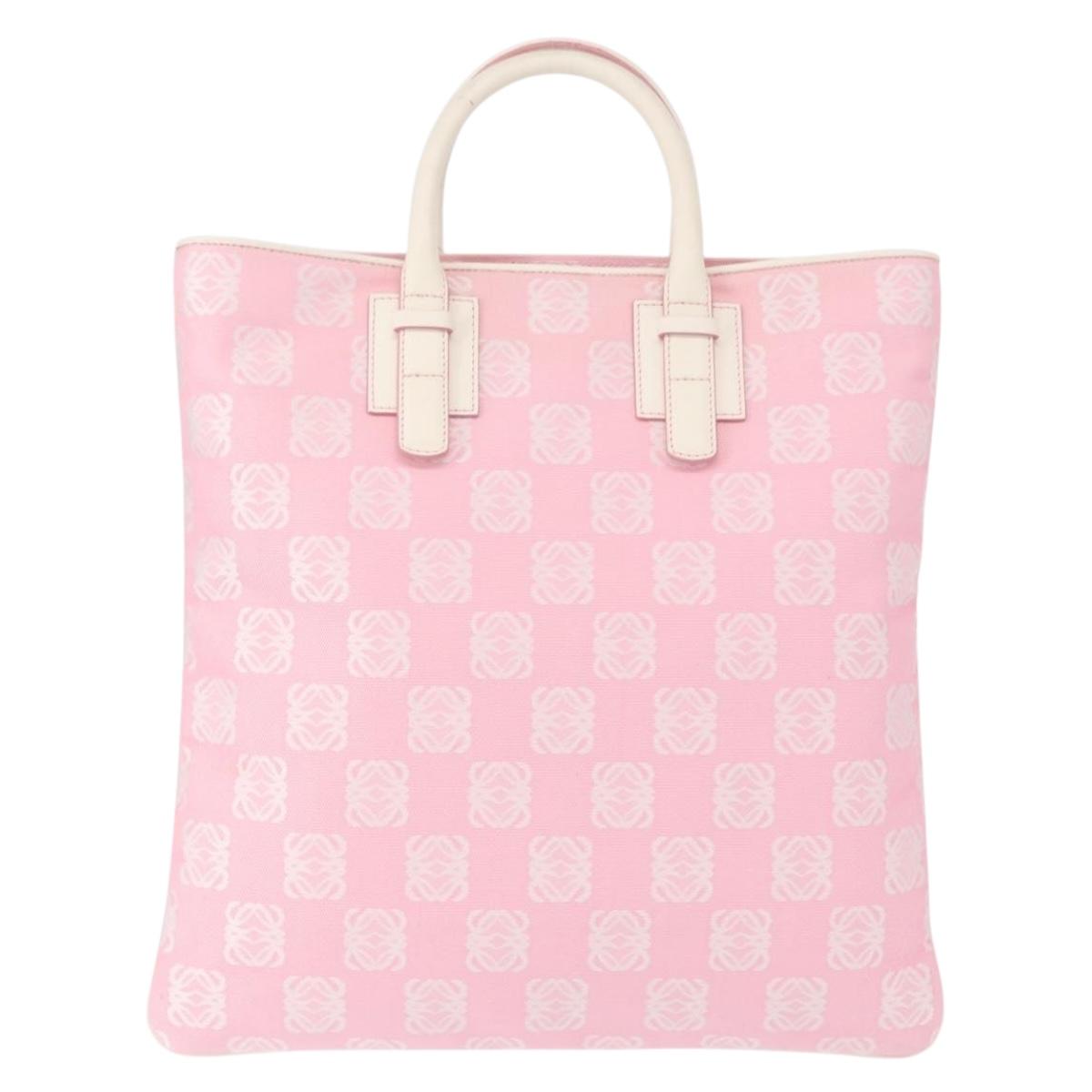 LOEWE Anagram Hand Bag Canvas Pink Silver Auth yk19791