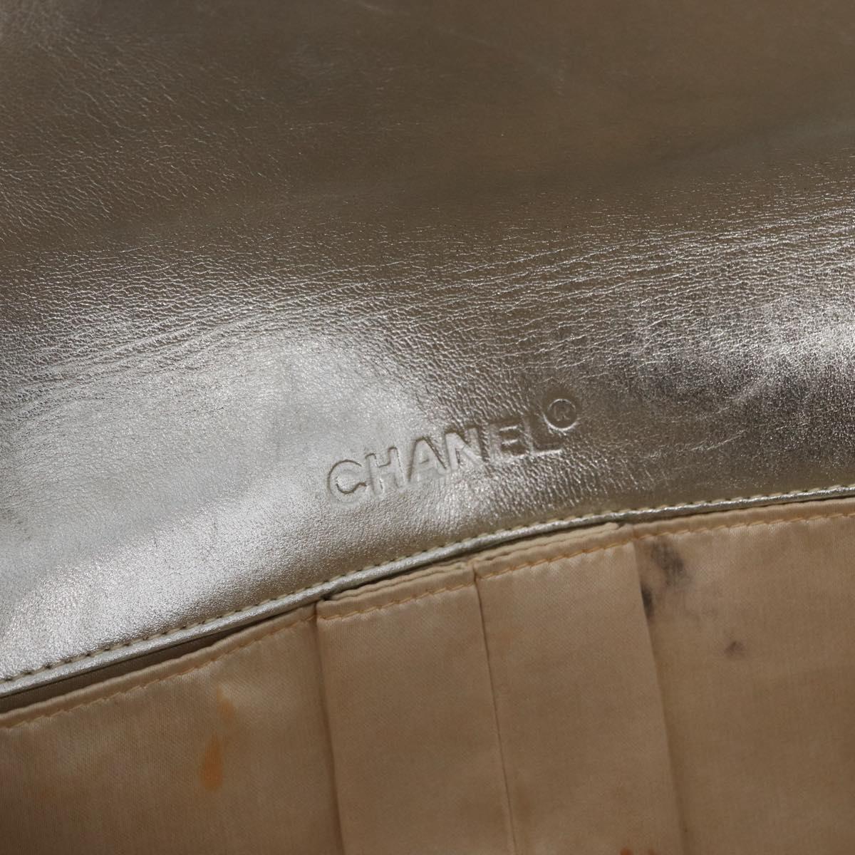CHANEL Choco Bar New Travel Line Chain Bag Canvas Silver CC Auth yk19792