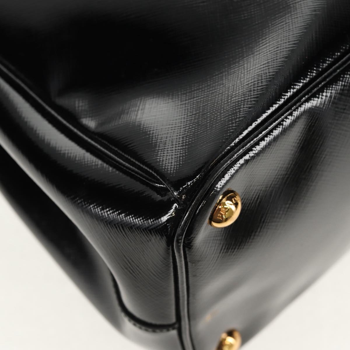 PRADA Galleria Hand Bag Safiano leather 2way Black Gold Auth yk19794V