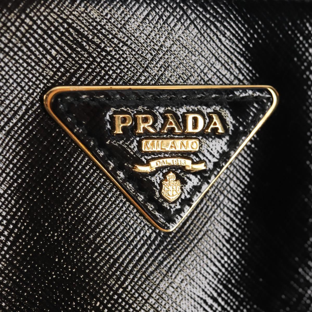 PRADA Galleria Hand Bag Safiano leather 2way Black Gold Auth yk19794V
